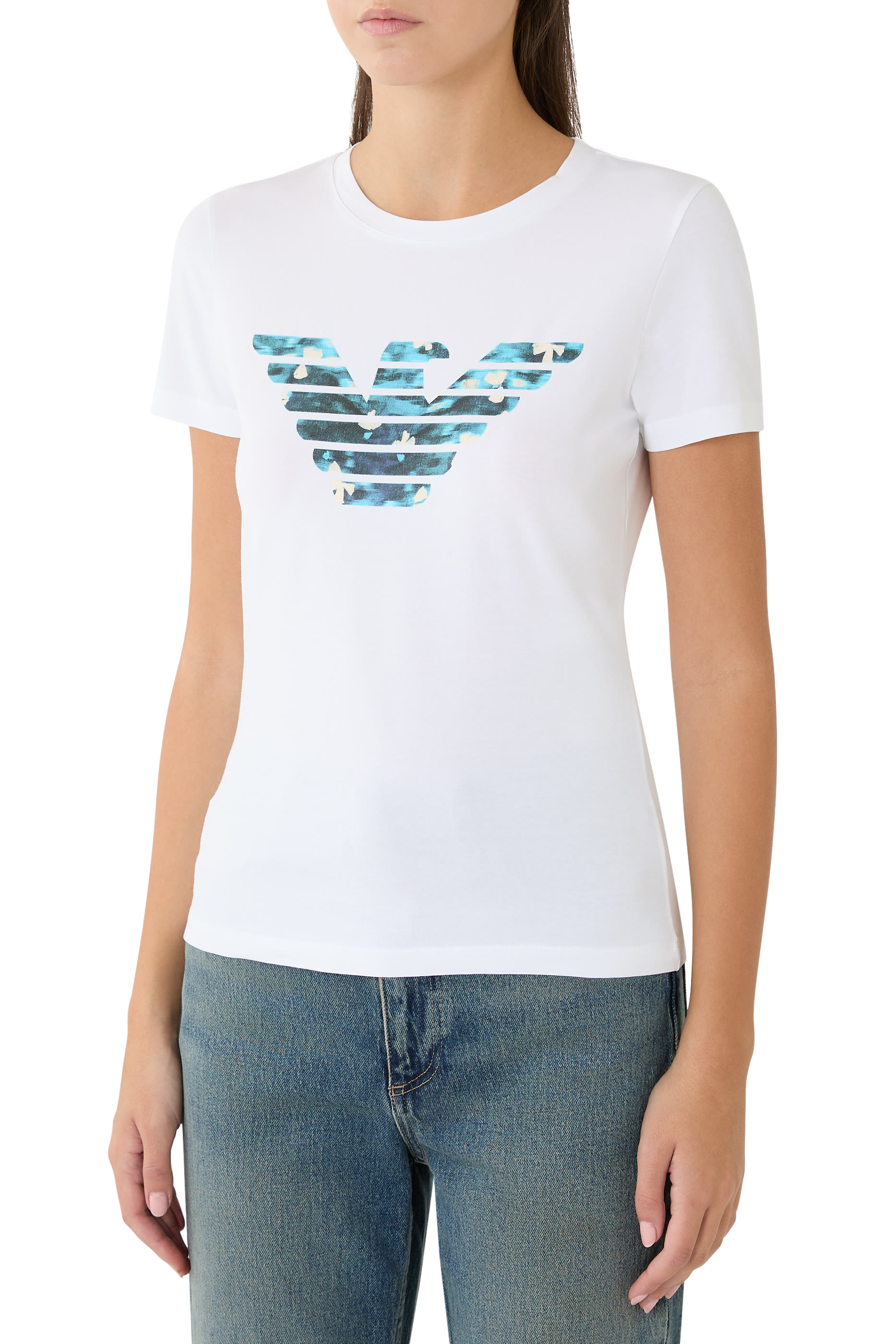 ASV Stretch-Jersey Slim-Fit T-Shirt with Oversized Eagle Pattern