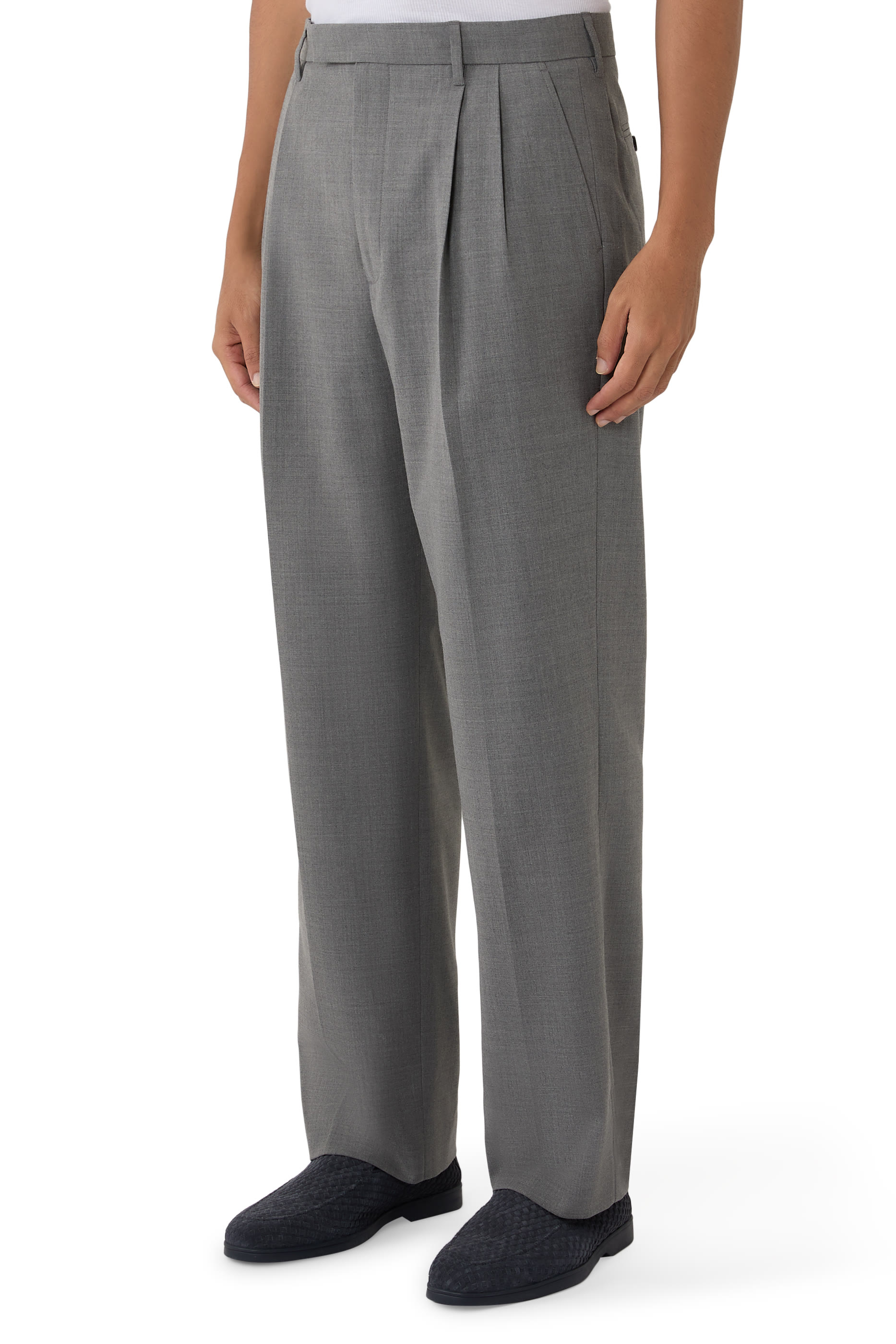 Refined Twill Double Pleated Louie Trousers