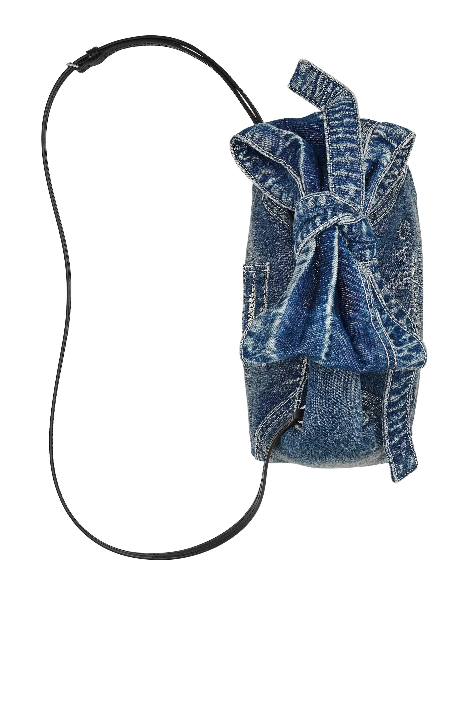  Bow Denim Mini Sack Bag