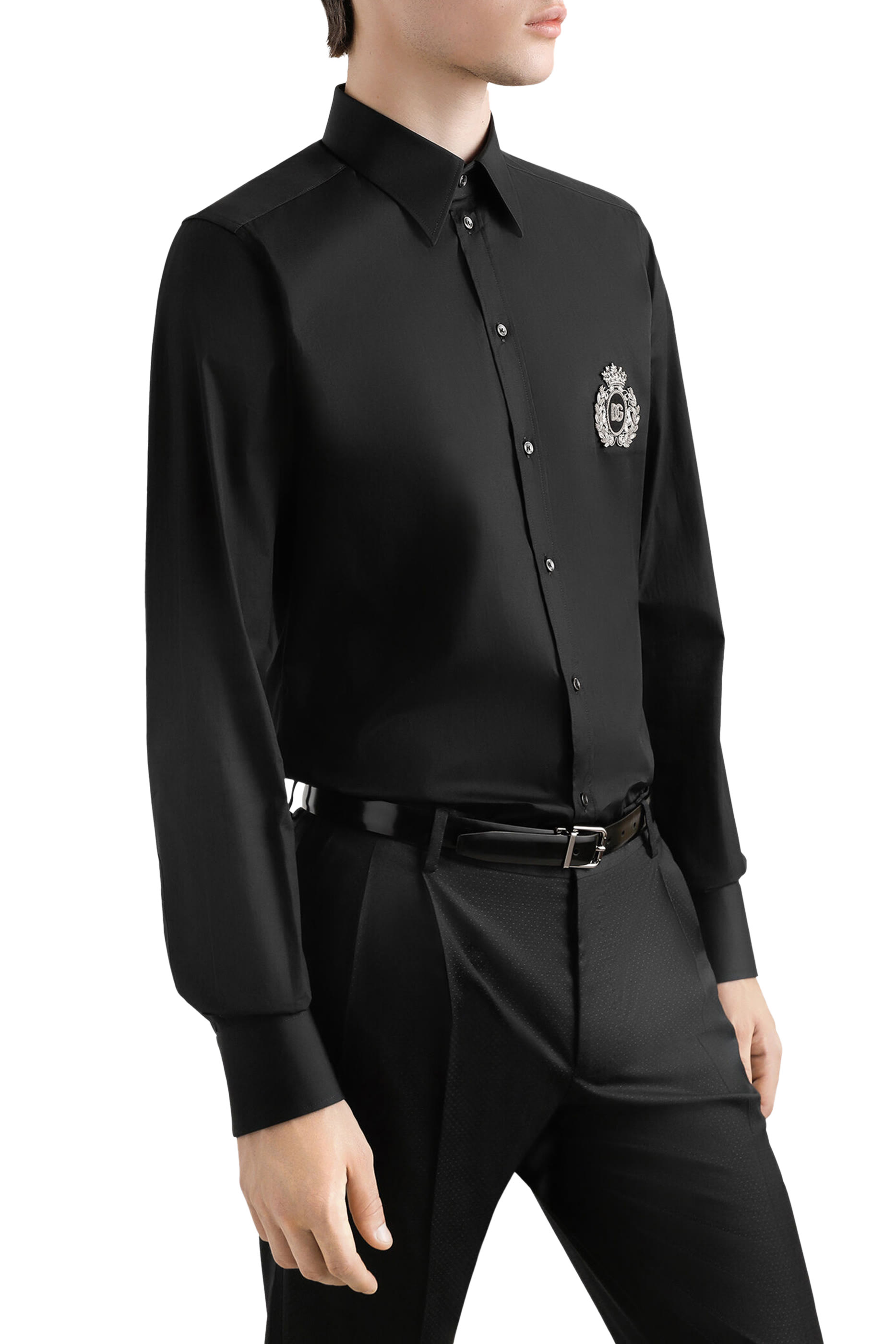 Cotton Shirt with Heraldic Patch