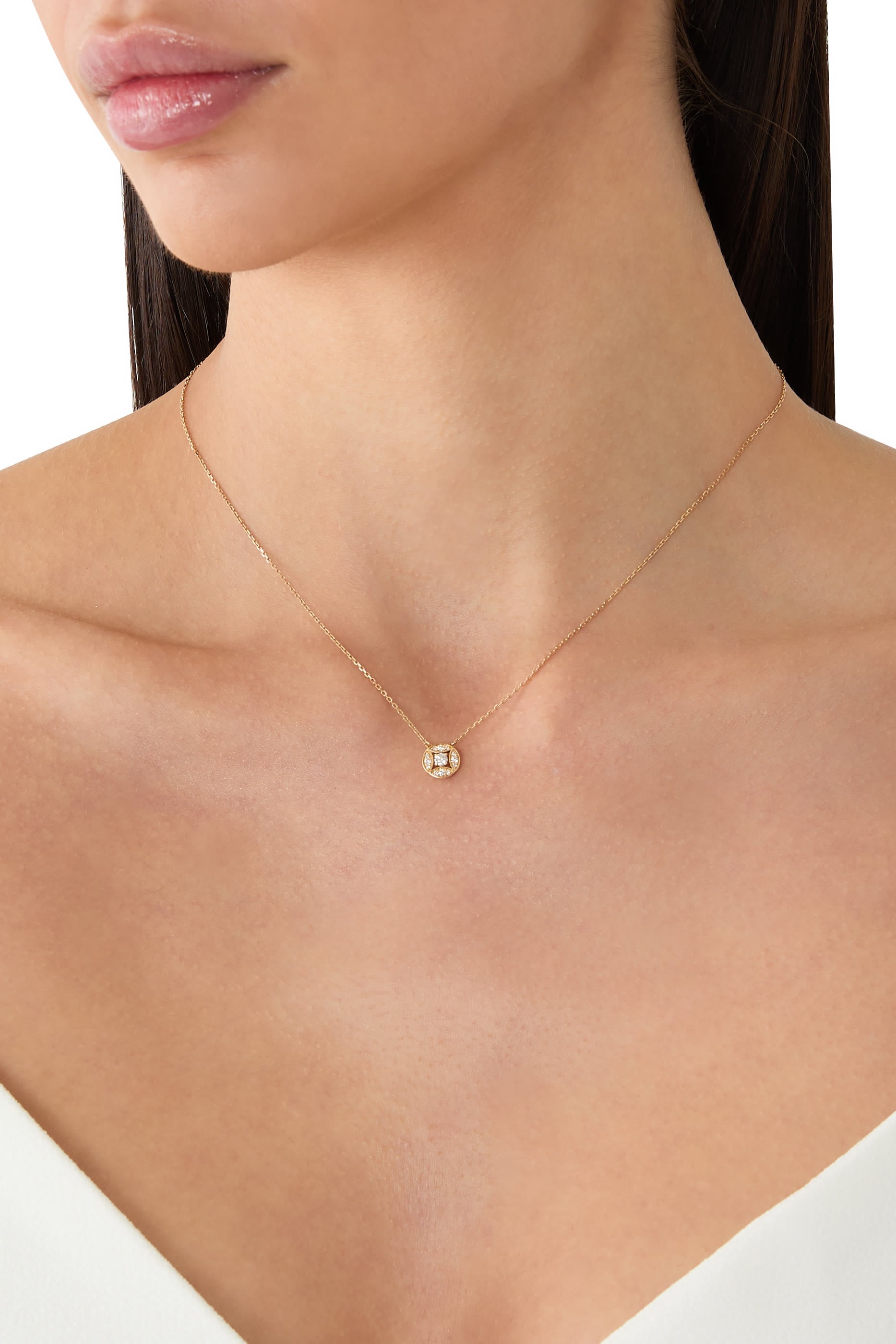 Barq Marquise Circle Necklace, 18k Yellow Gold & Diamonds