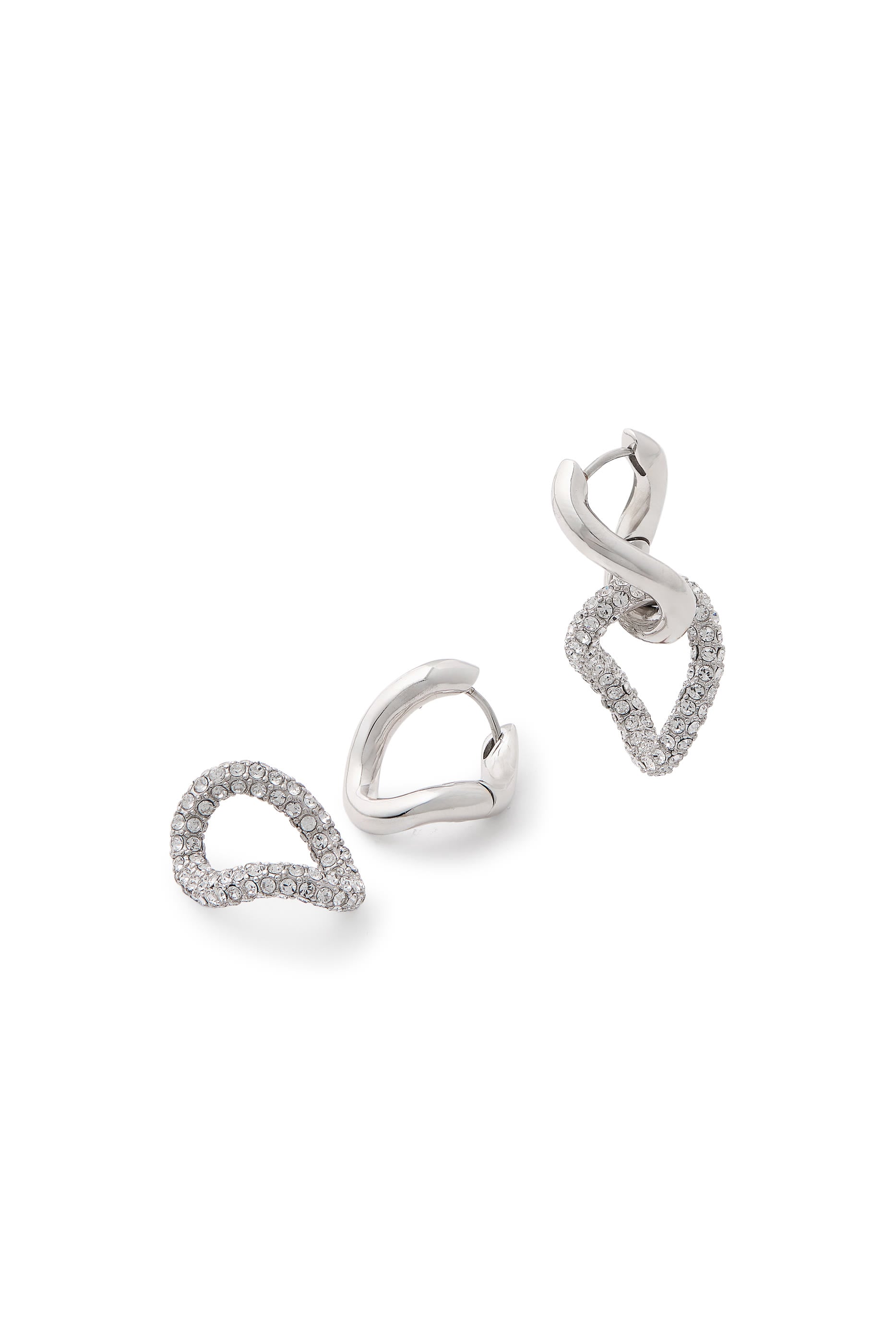 Pave Drop Huggie Earrings, Metal & Cubic Zirconia