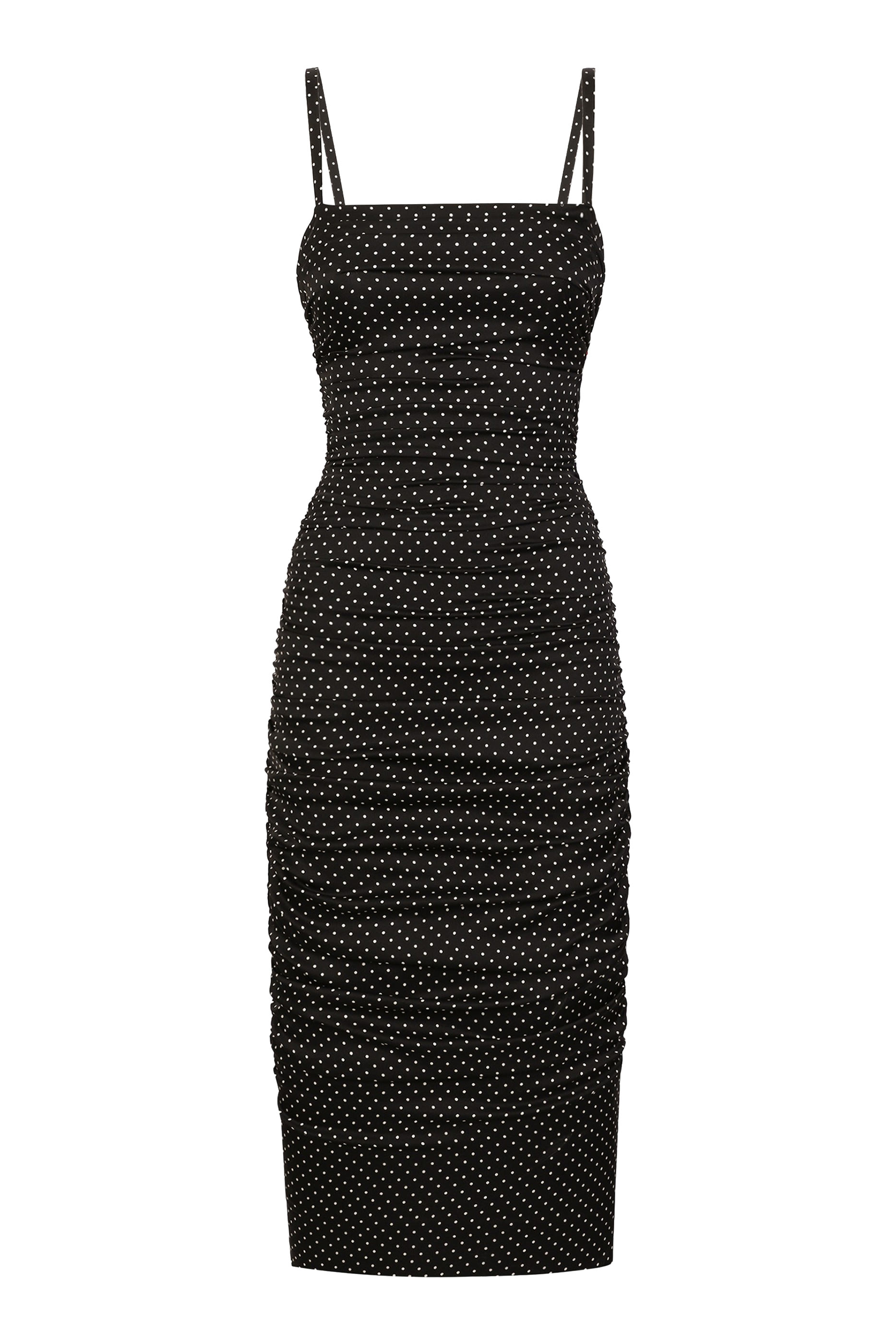 Charmeuse Sheath Dress with Micro Polka-Dot Print