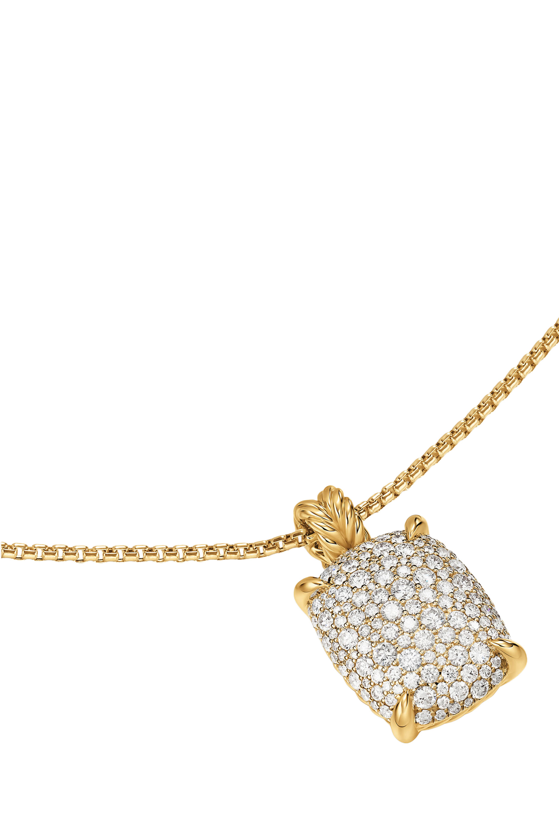 Ch&acirc;telaine&reg; Elongated Pendant Necklace, 18K Yellow Gold & Diamonds