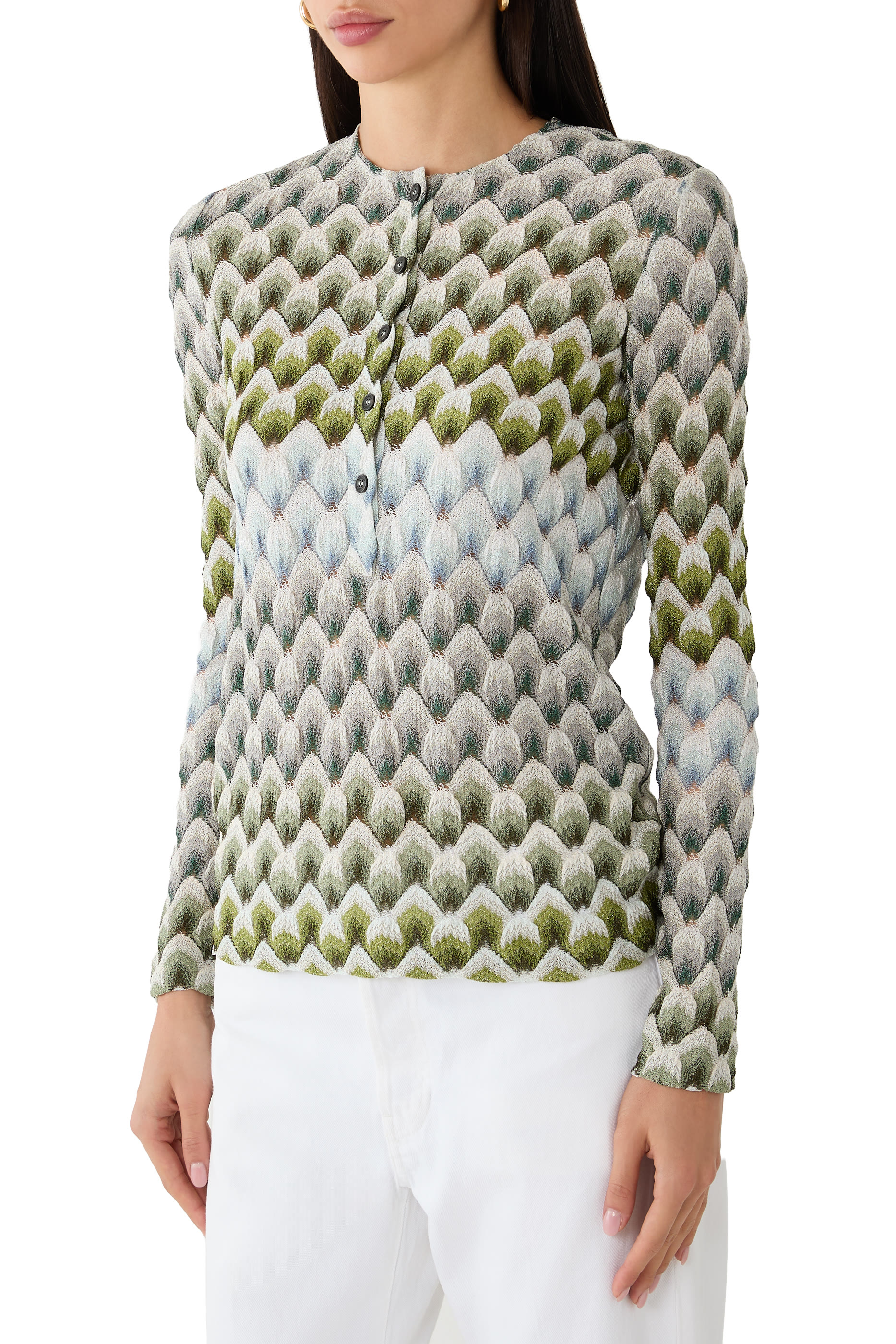 Laced Raschel Long Sleeves Top