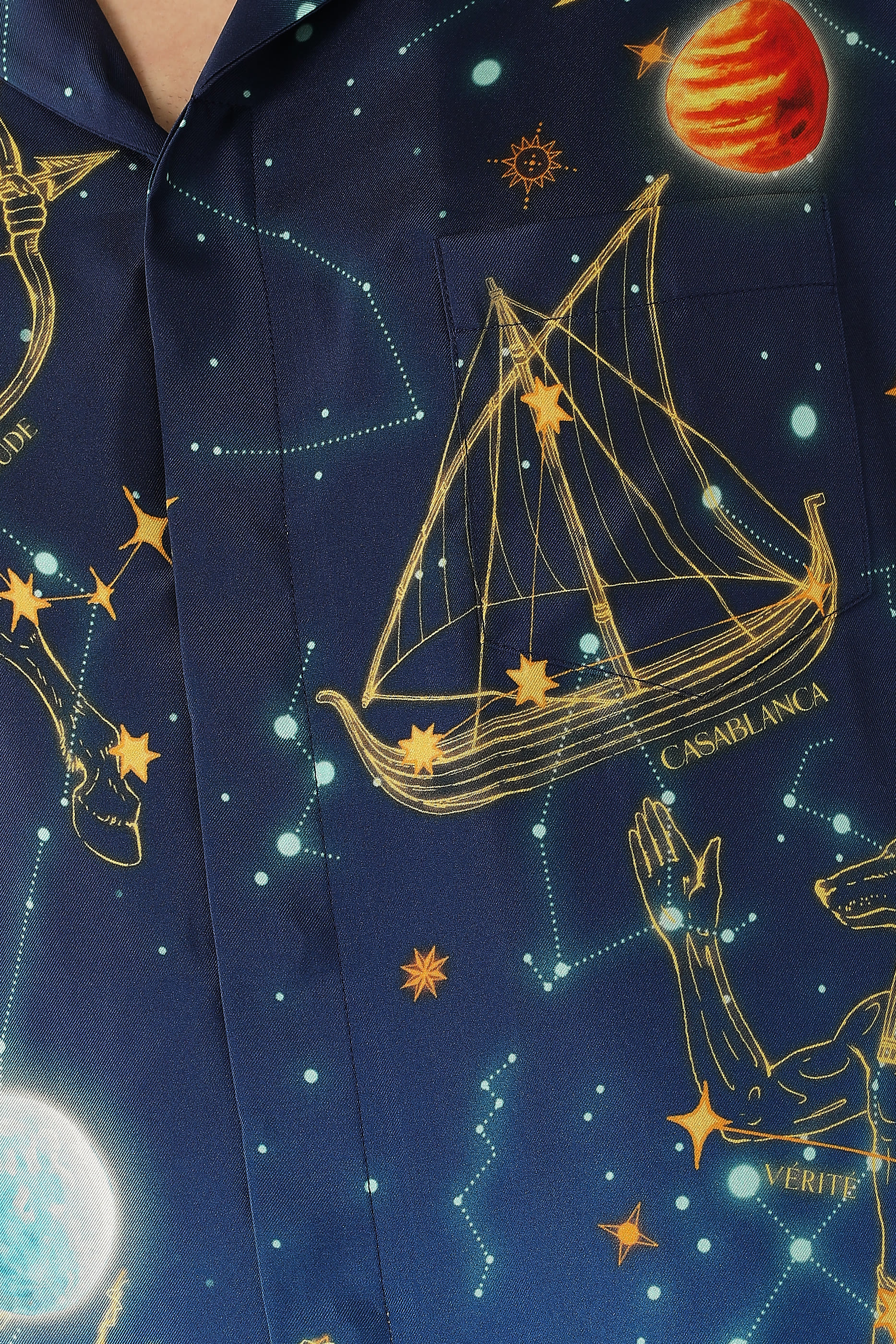  Astrology Long Sleeve Silk Shirt
