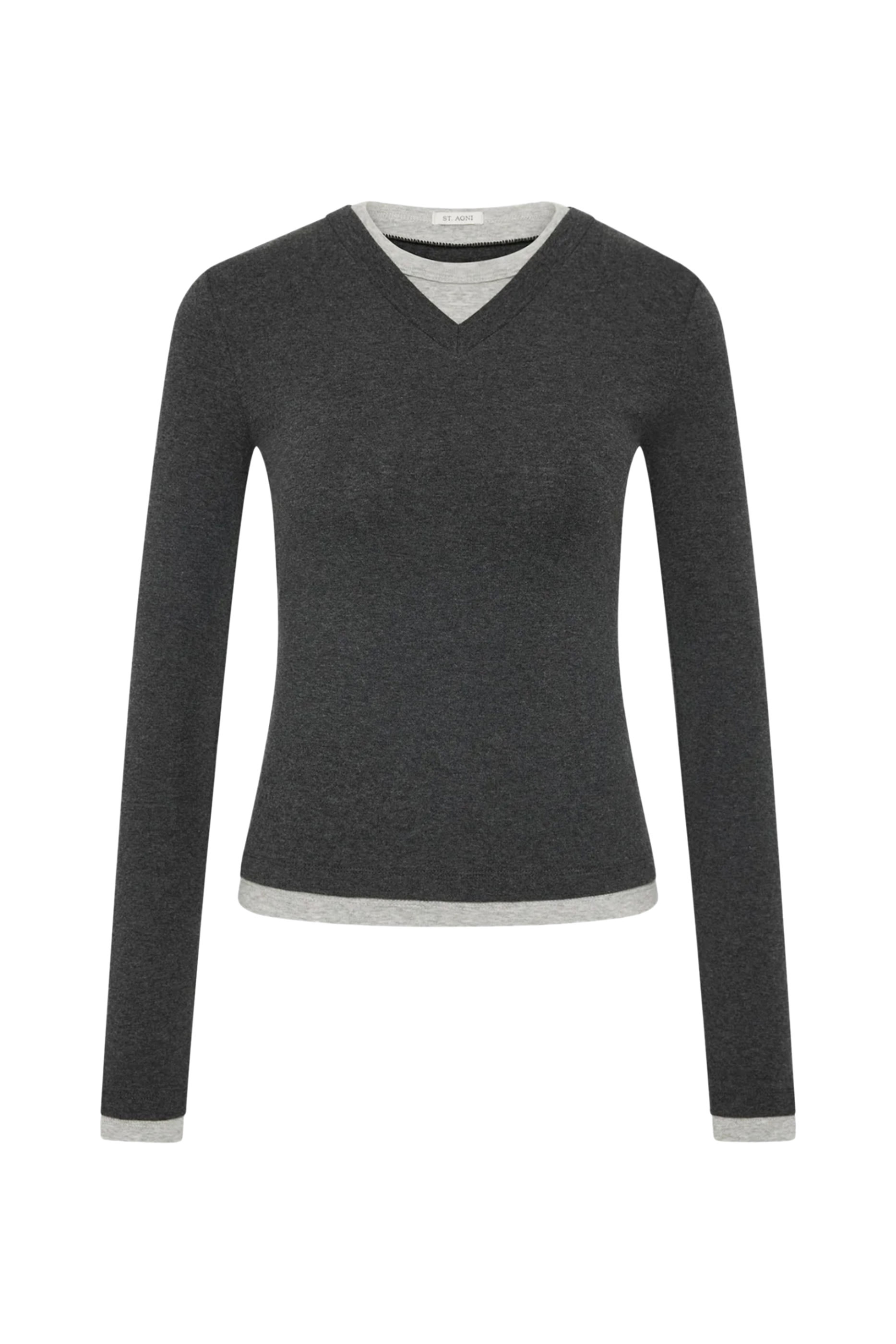 Organic Cotton V Neck Long Sleeve Fitted Top