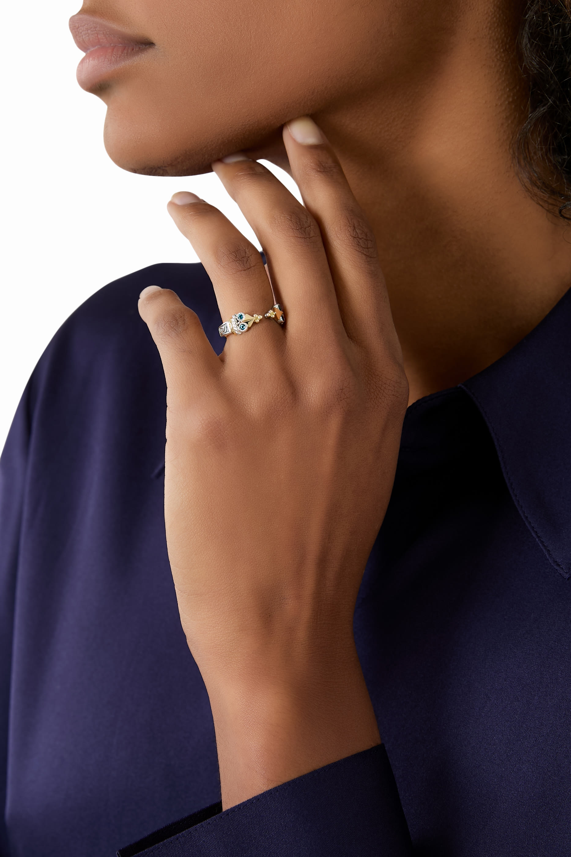 Mercy Open Ring, 18K Yellow Gold, Sterling Silver & Cubic Zirconia