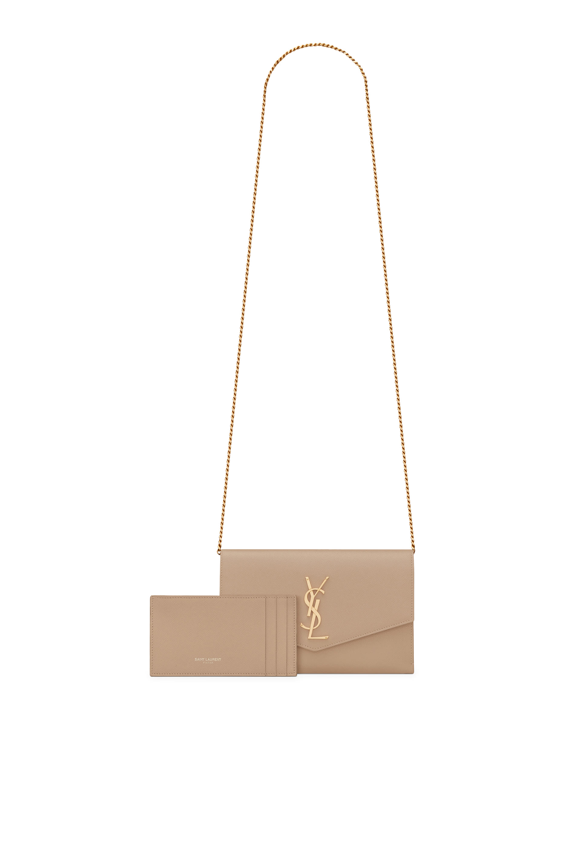 Uptown Chain Wallet In Grain De Poudre Embossed Leather 