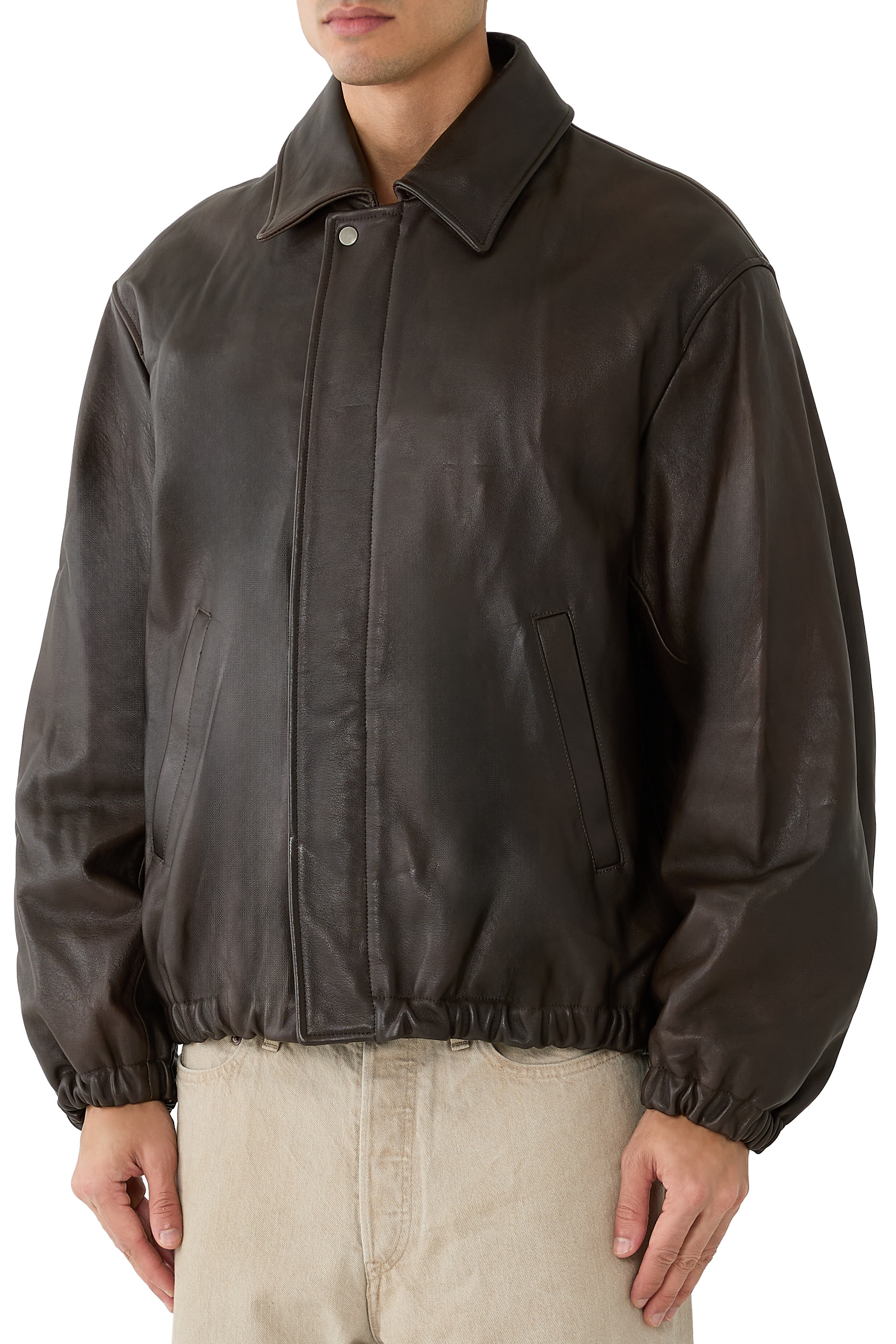 Sheep Leather Zip Short Jacket