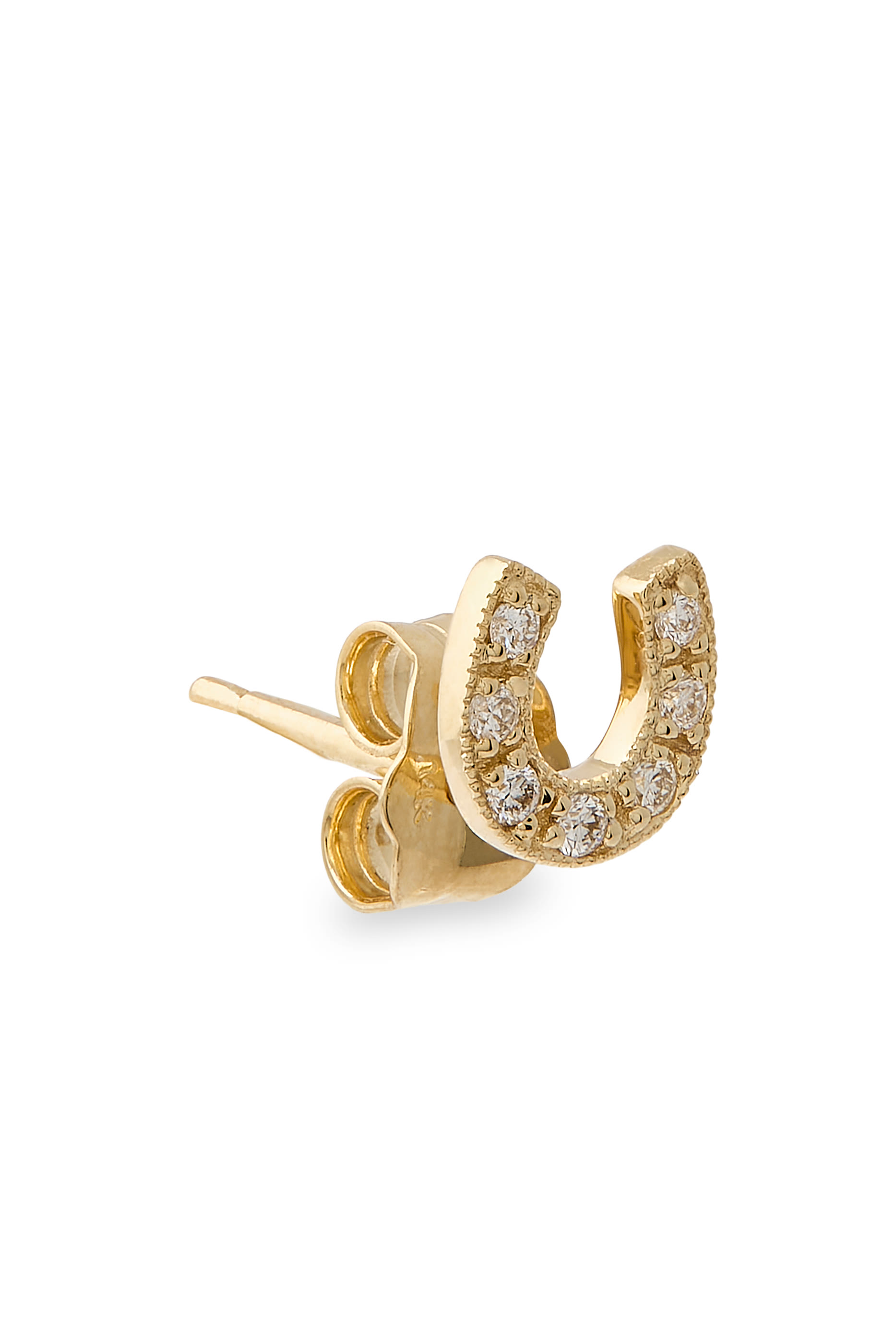 Gold & Diamond Horseshoe Studs, 14K Yellow Gold & Diamonds
