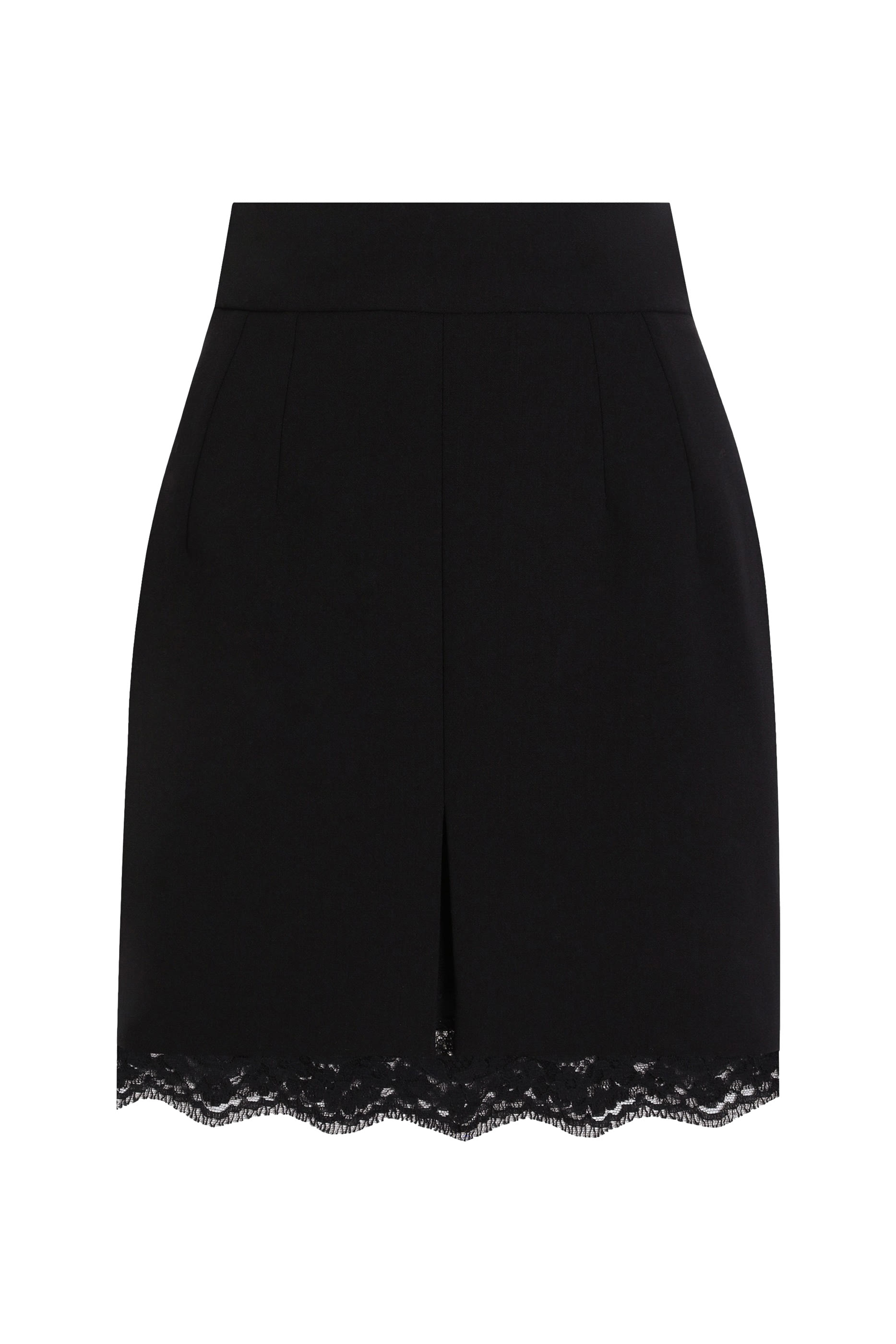 Lace-Trim Wool Mini Skirt