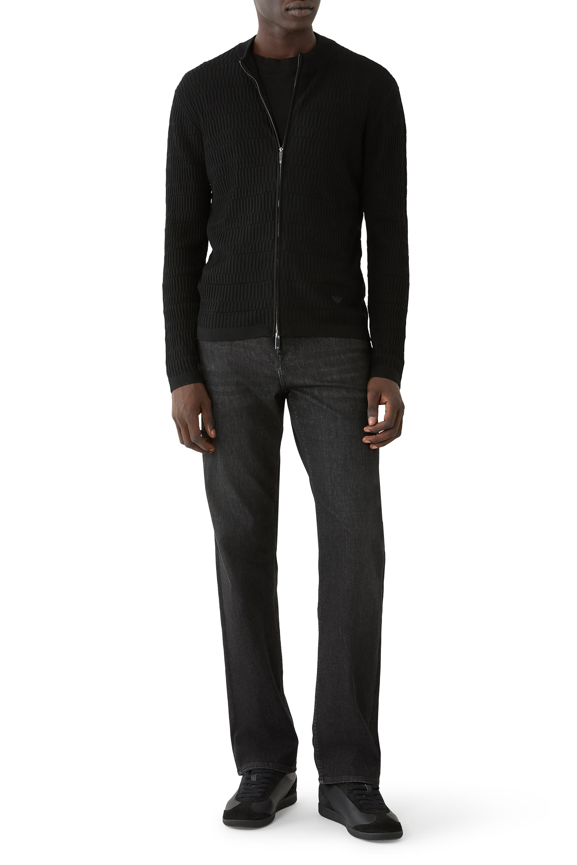 Virgin Wool Cardigan with a Regular Fit and Fancy Stitch 