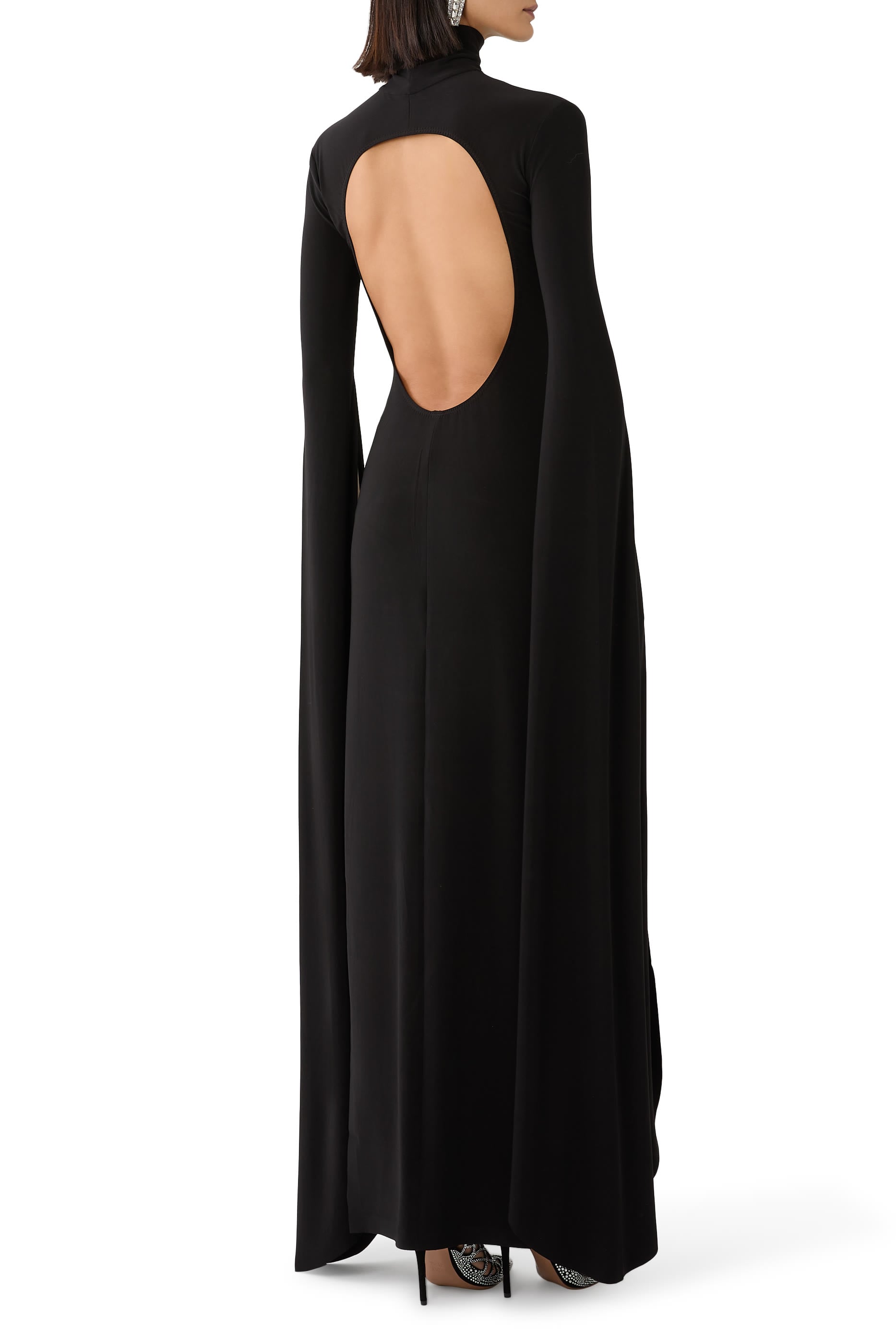 Open Back Ribbon Sleeves Turtle Gown
