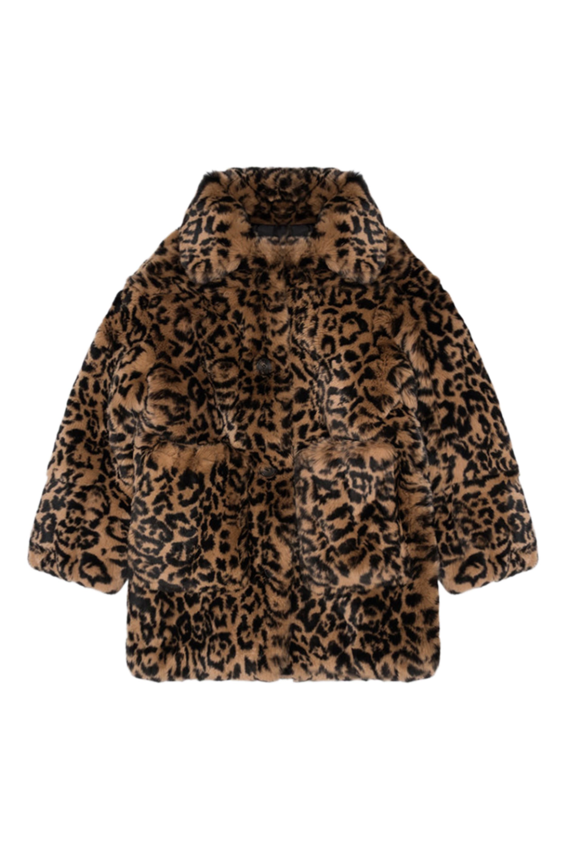 Kids Leopard Print Fur Coat 