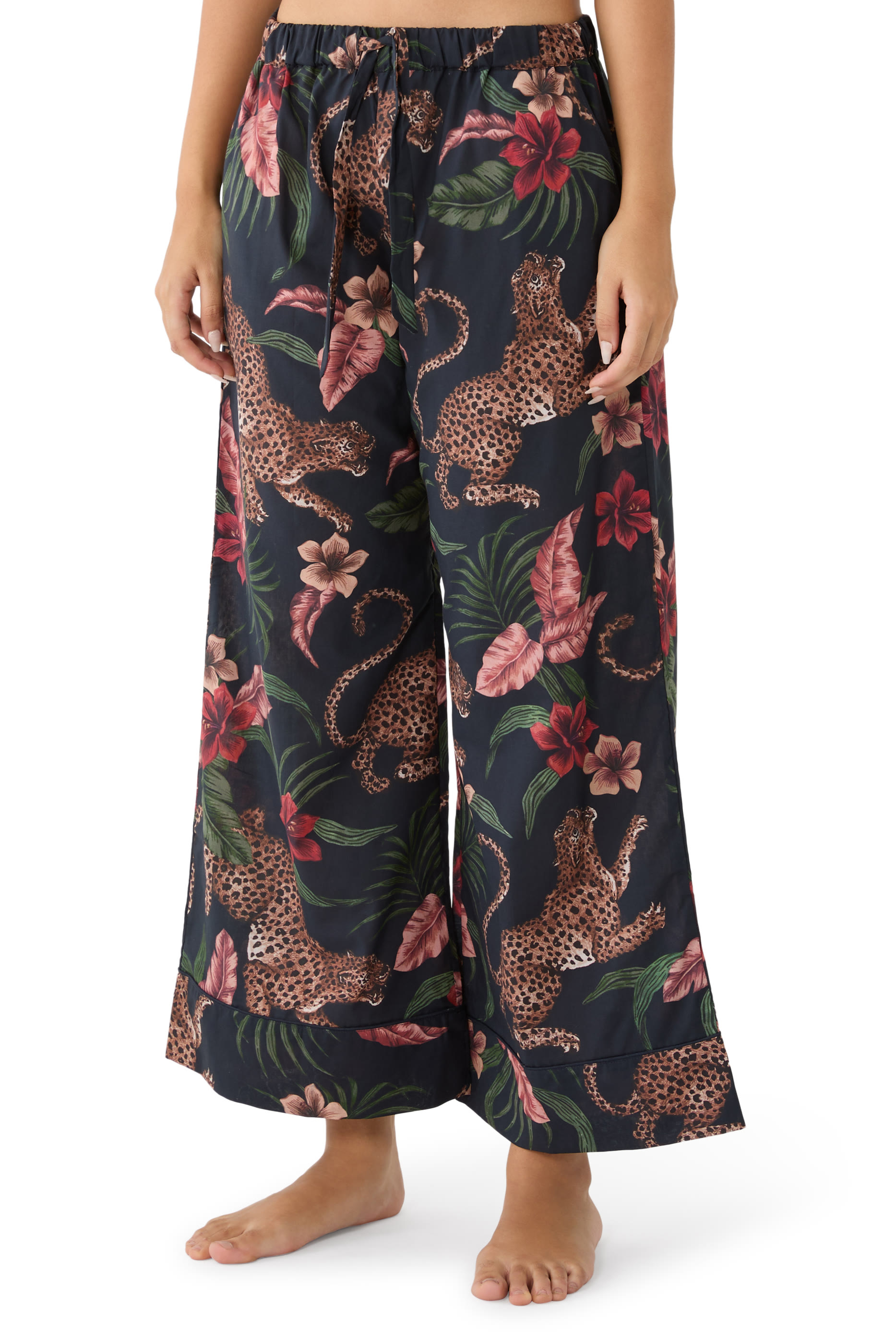 Leopard Cami Top and Wide-Leg Trousers Set