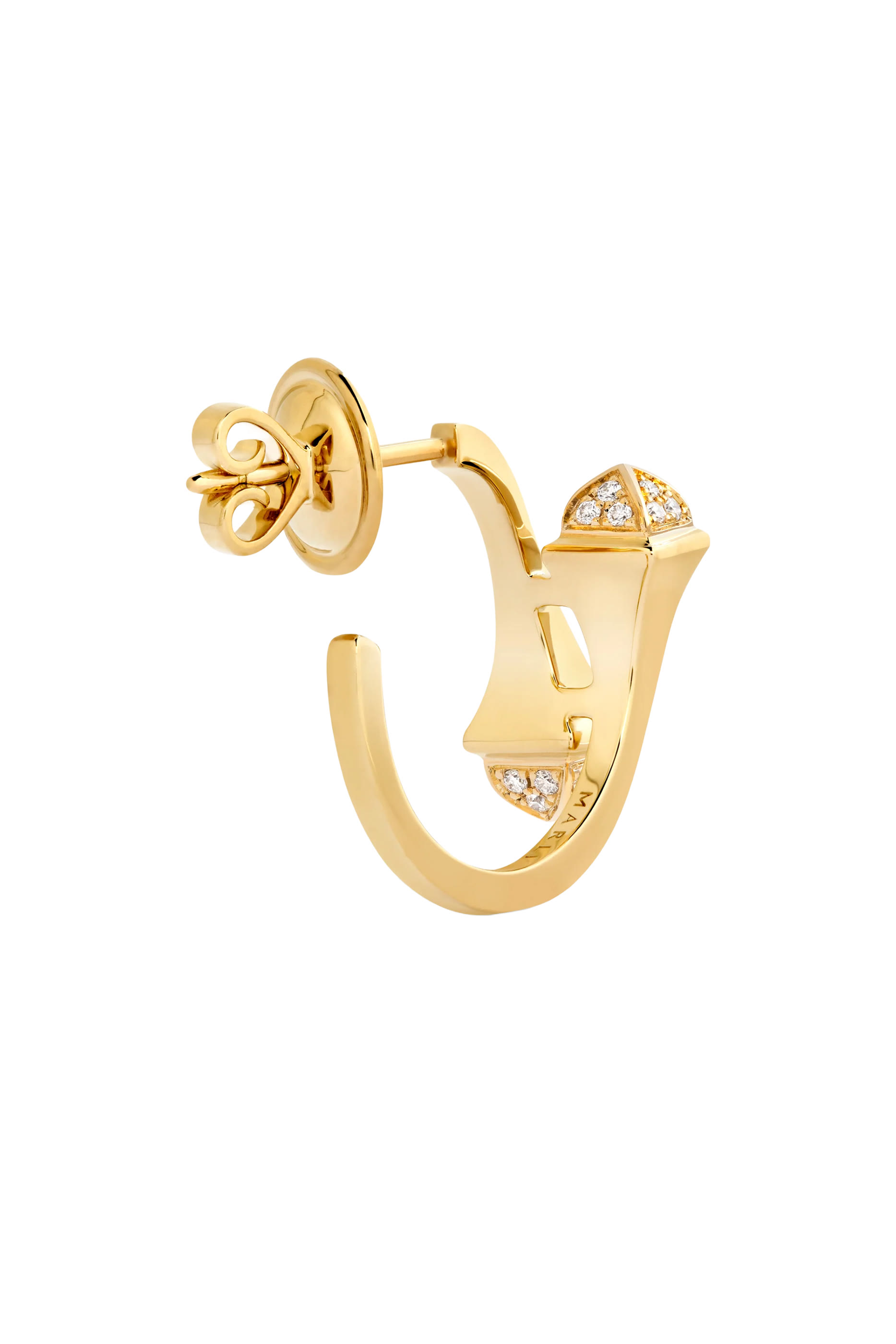 Cleo Open Hoop Earrings, 18K Yellow Gold with Diamond Pyramids