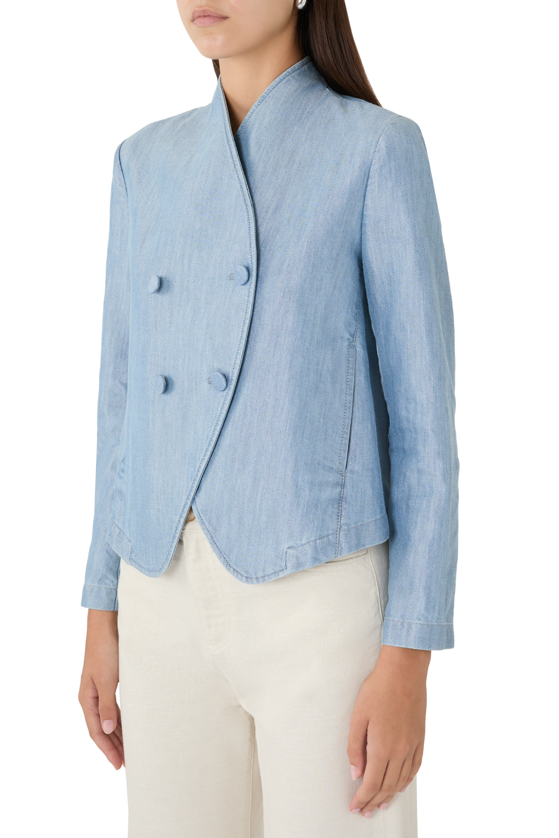 Double-Breasted Wrap Front Blazer