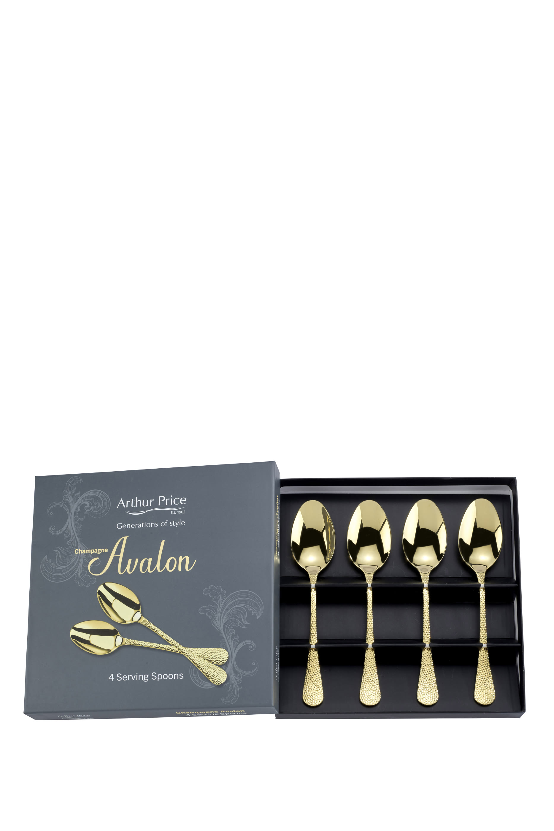 Champagne Avalon Serving Spoon, Set of 4