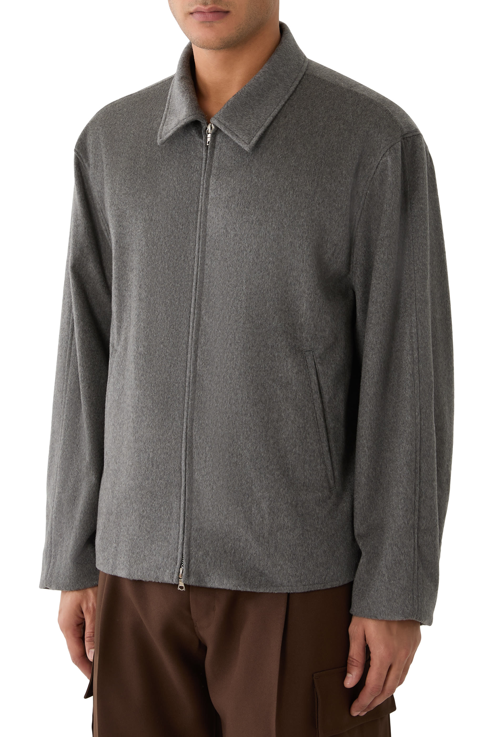 Pure Cashmere Zip Short Jacket