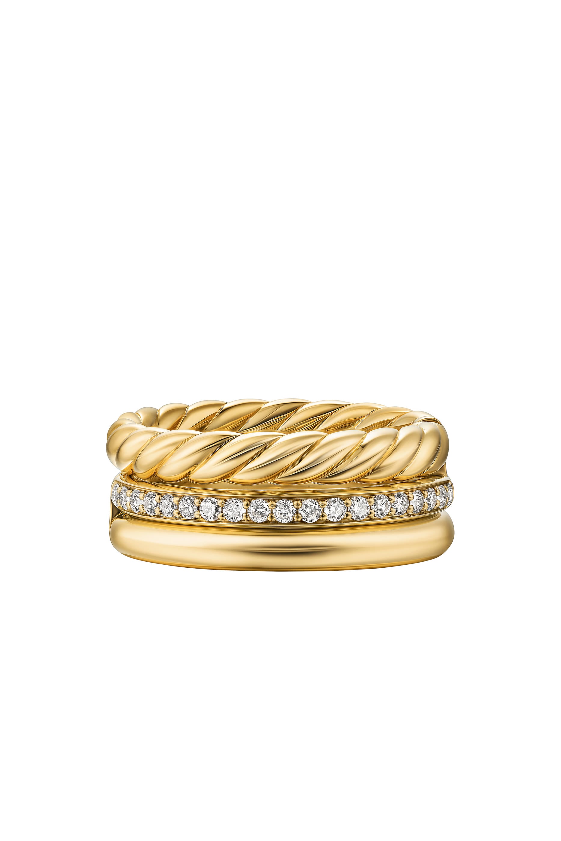  DY Mercer® Three Row Ring, 18K Yellow Gold & Diamonds