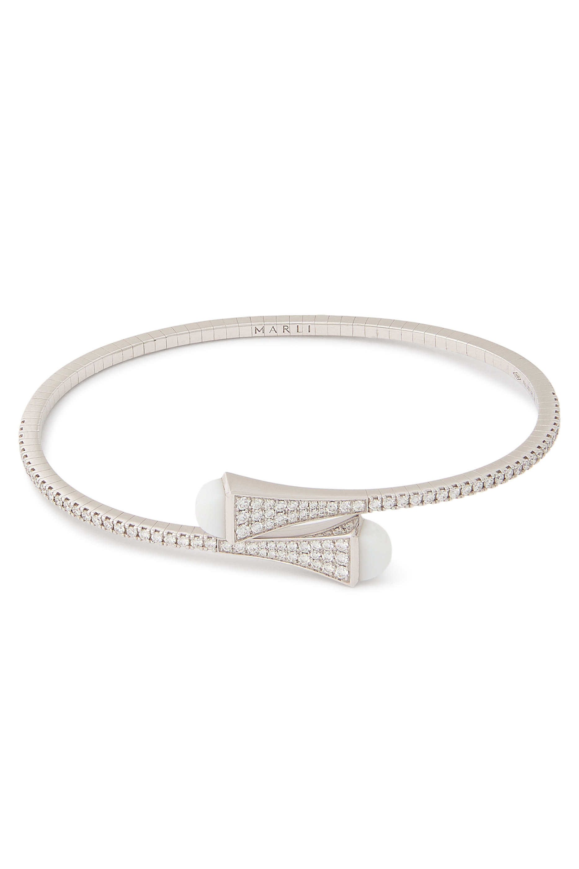 Cleo Slim Slip-On Bracelet, 18k White Gold & Diamonds