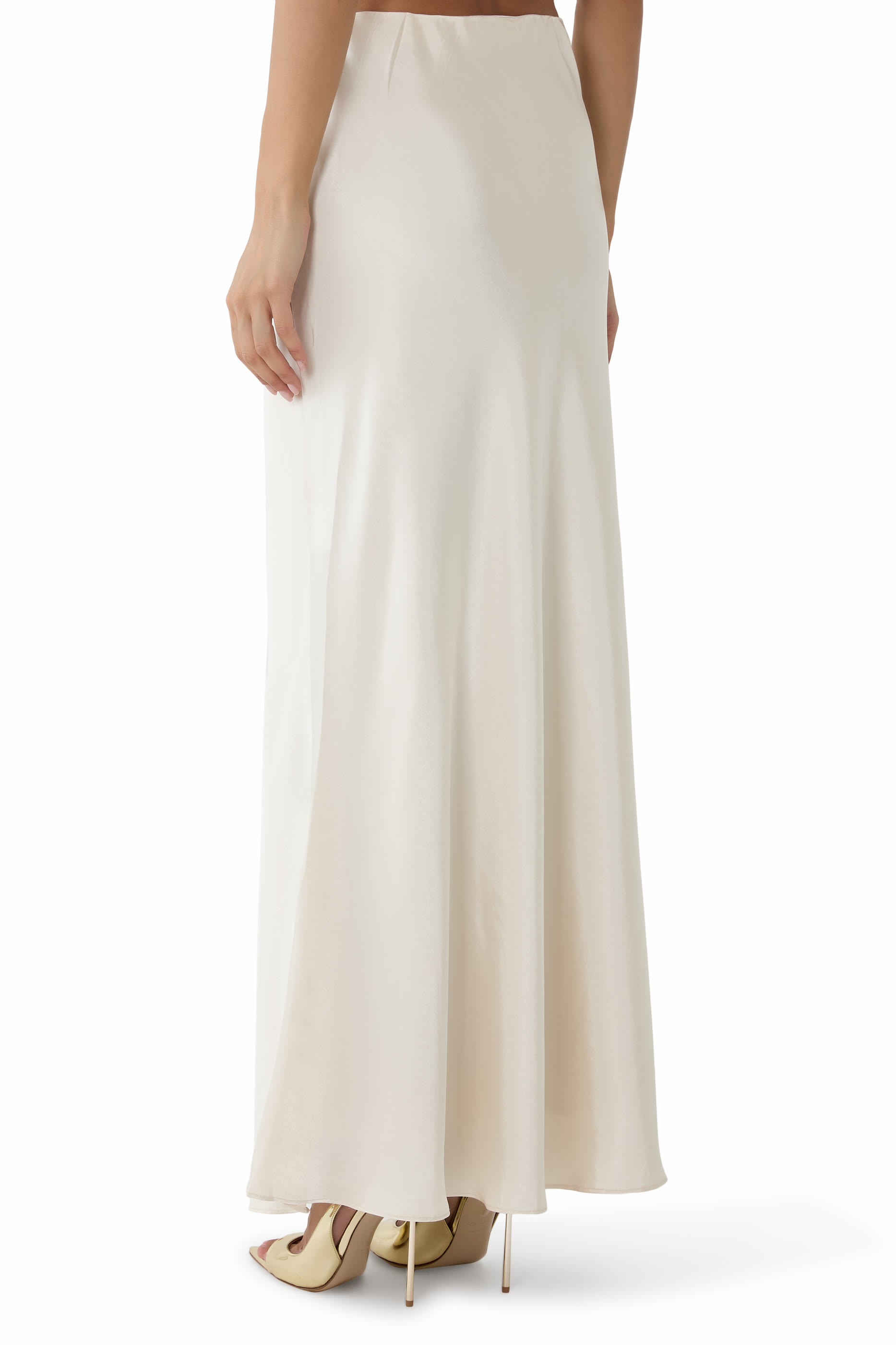 Satin-Feel Draped Maxi Skirt