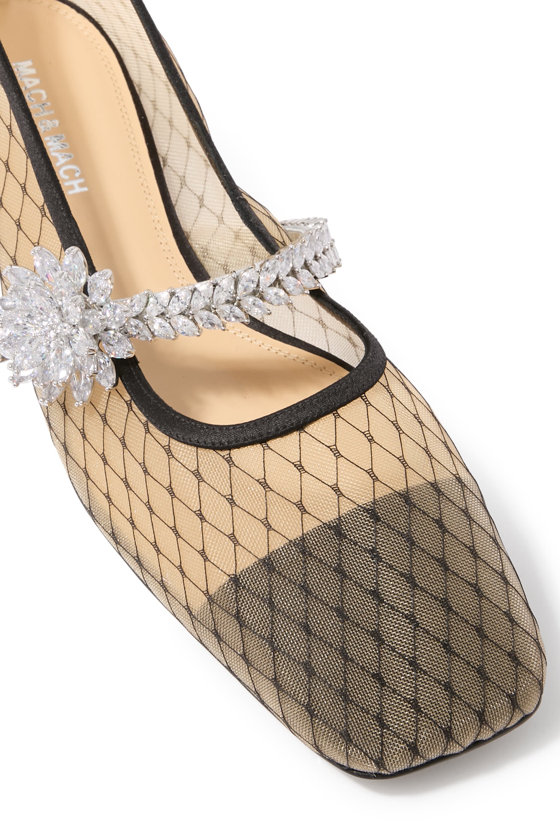 Lotus Flower Jewelled Fishnet Ballerinas