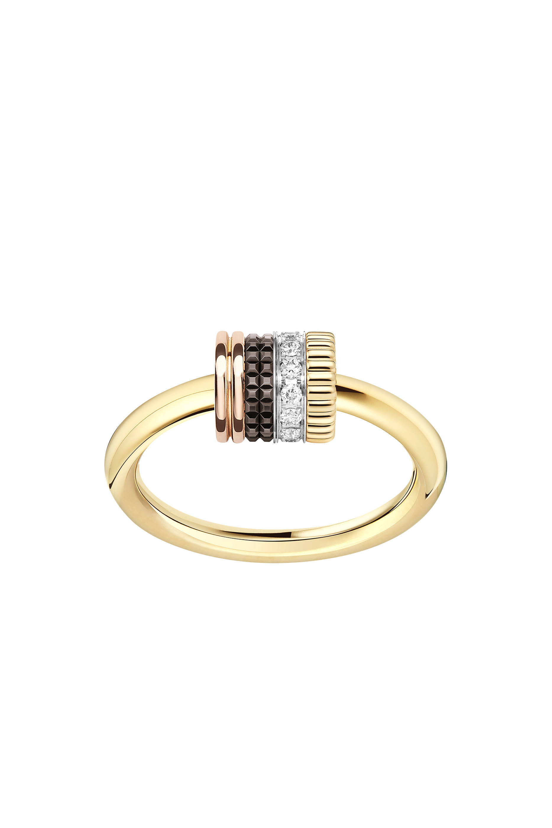Quatre Classique Ring, Paved With Diamonds, 18K Mix Gold And Brown Pvd