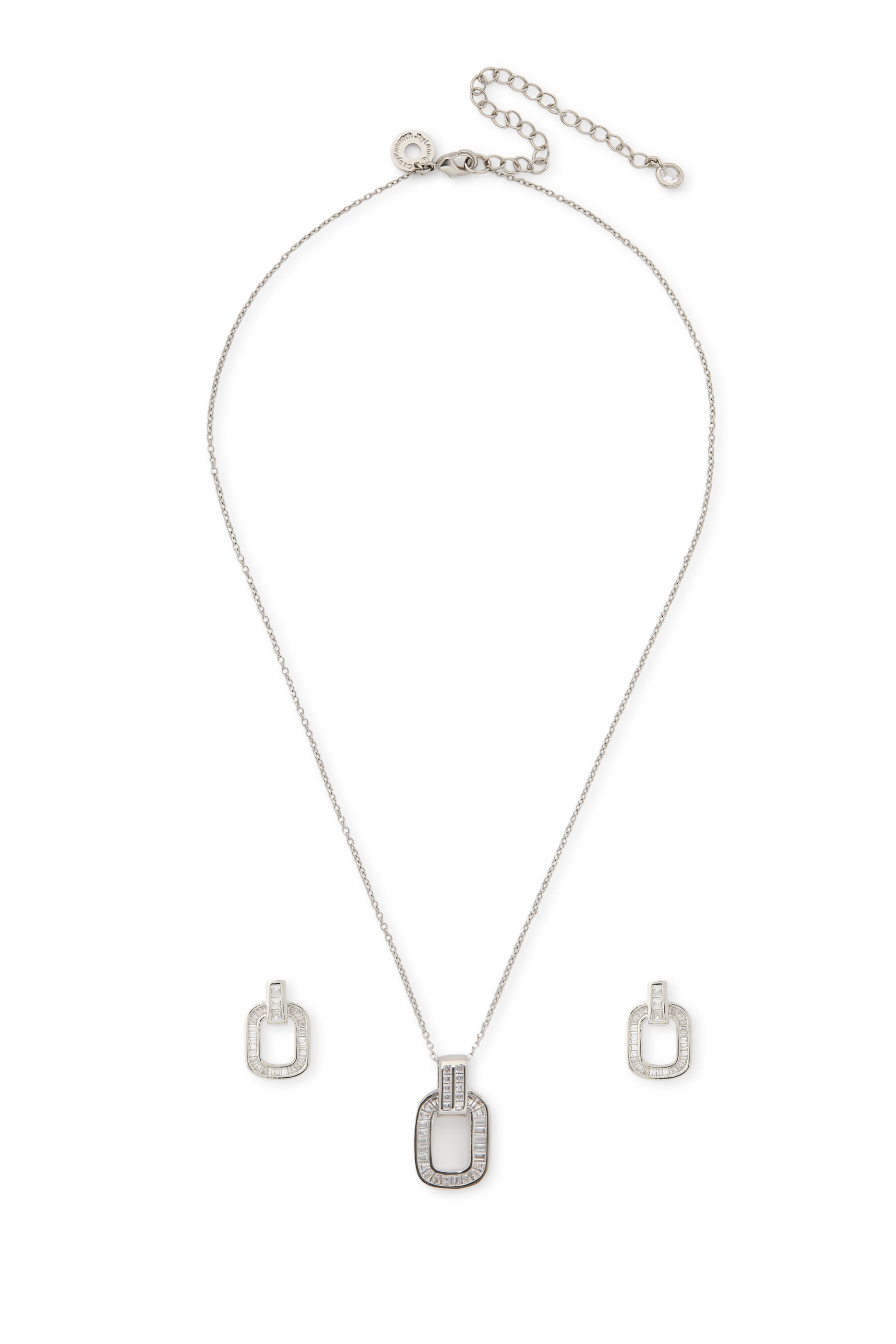 Baguette Door Knocker Pendant Earring Set