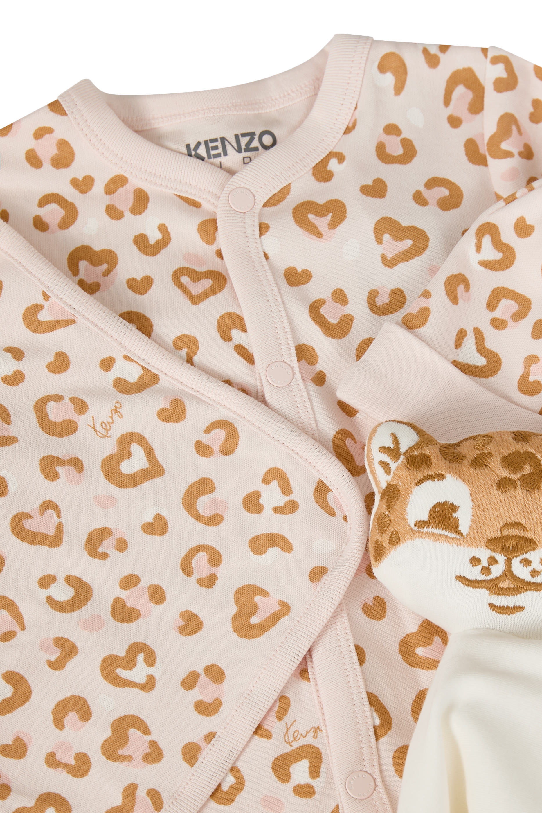 Kids Leopard-Print Heart-Motif Textile Set