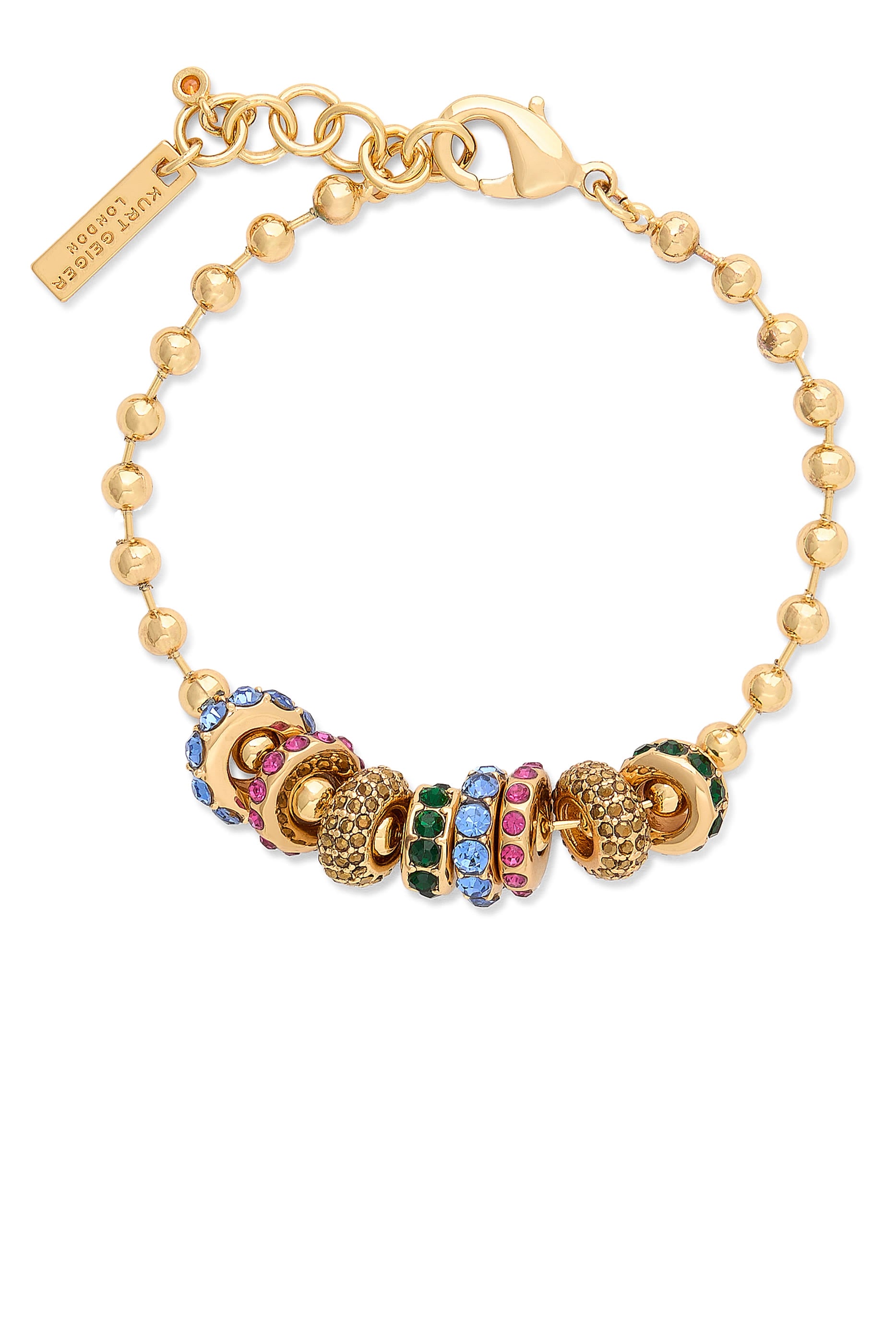 Sloane Bracelet, Brass & Gem Charms