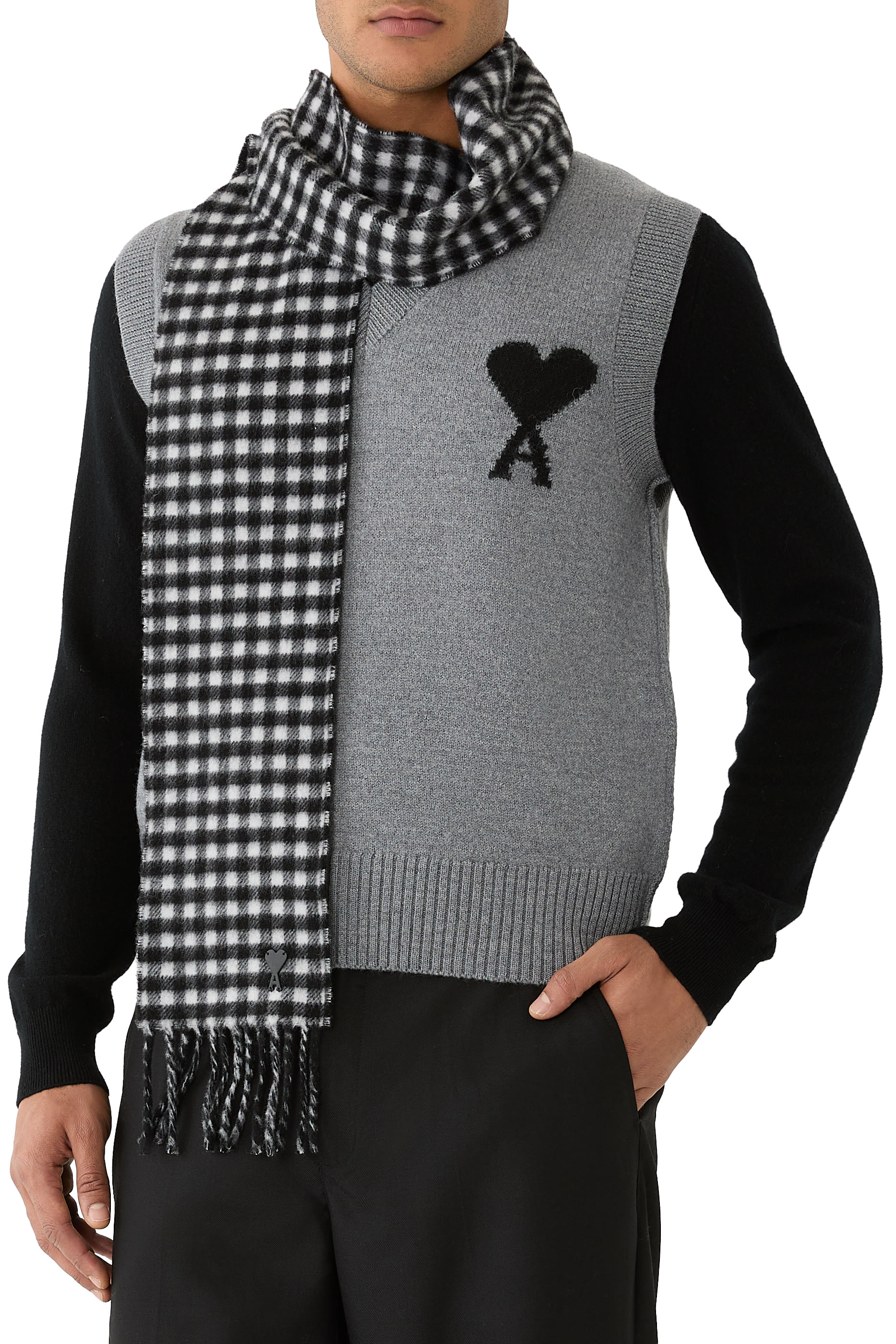 Checkered Wool Scarf