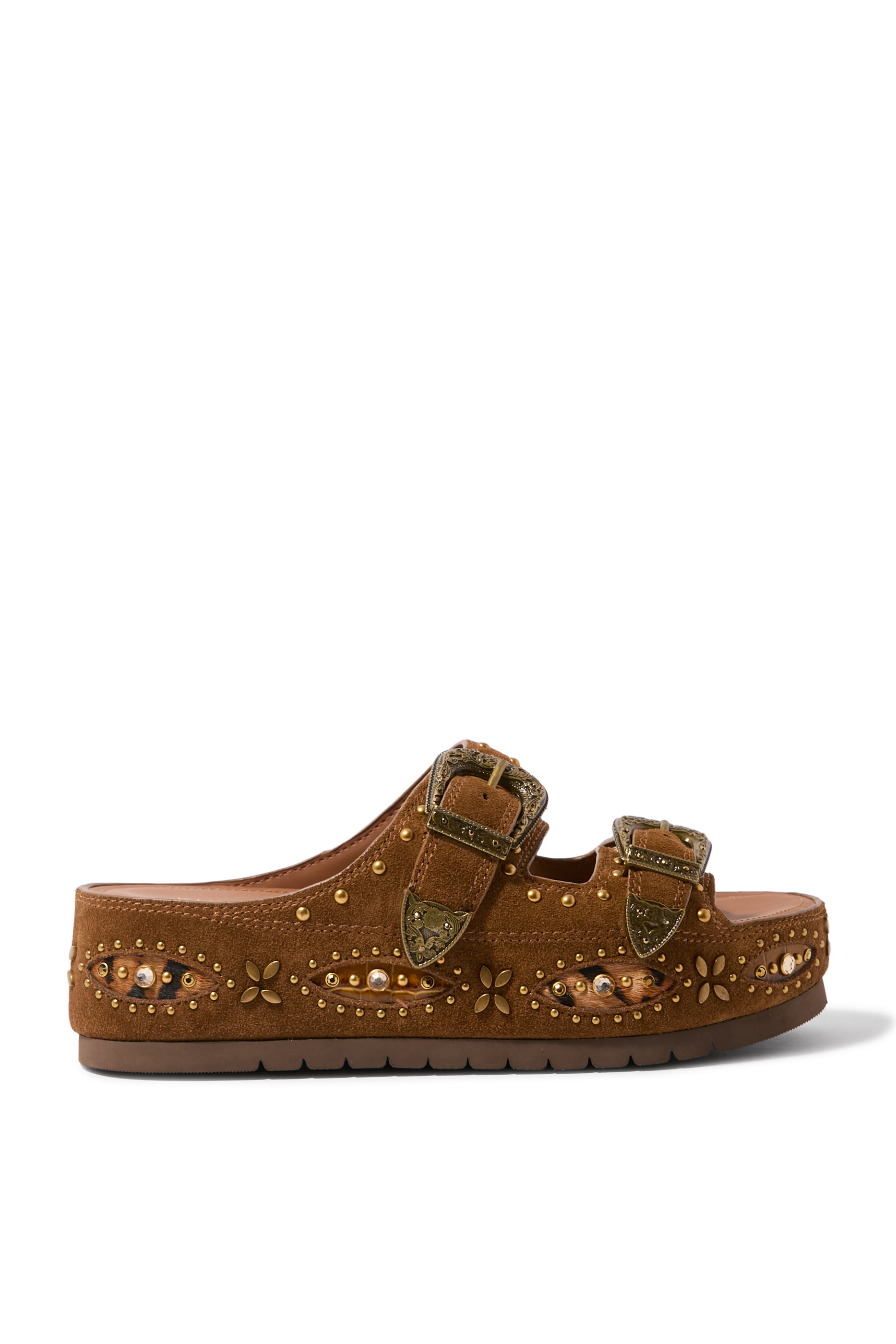 Western Buckle Platform Sandals 