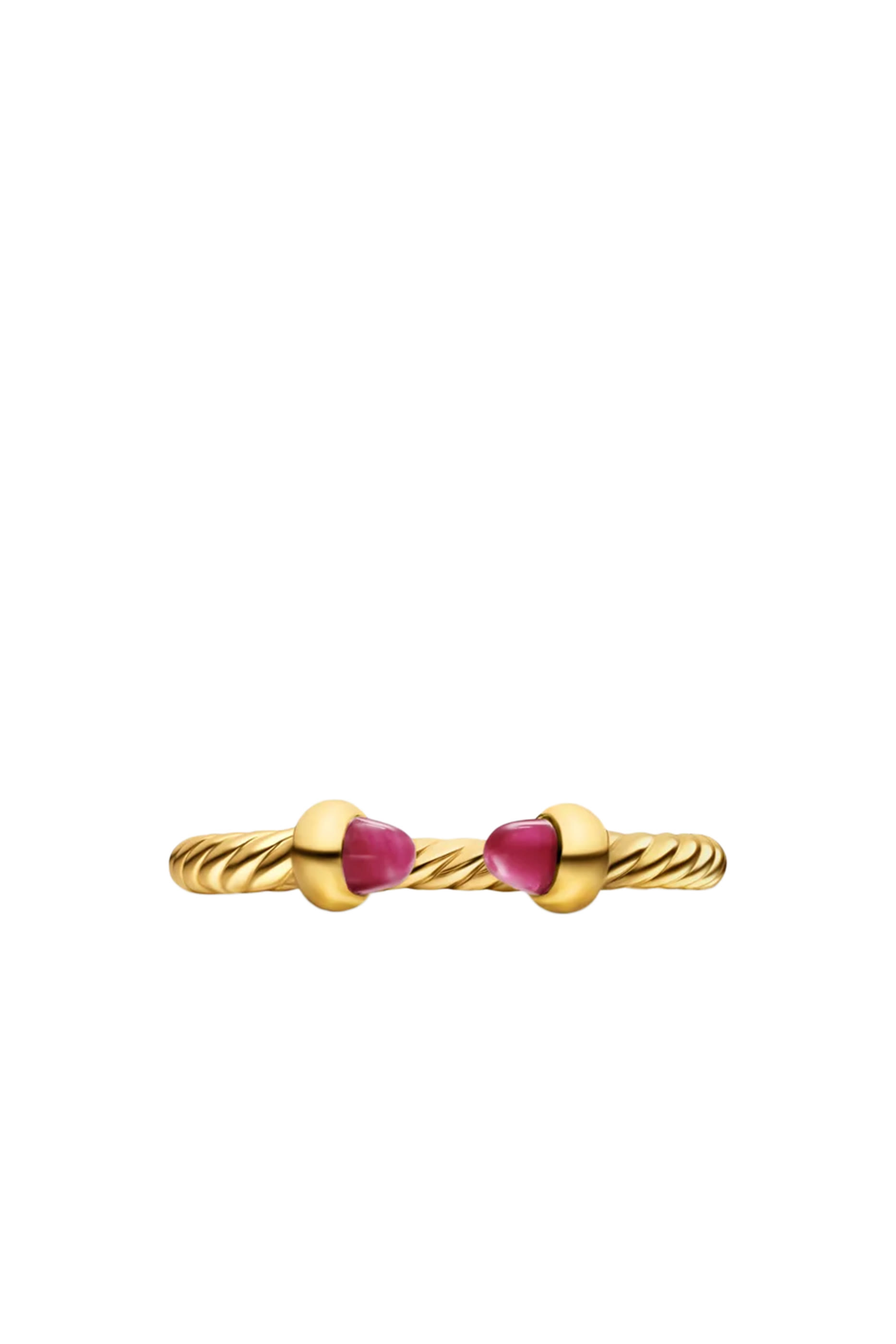 Micro Cablespira® Flex Open Ring, 18k Yellow Gold with Rubies