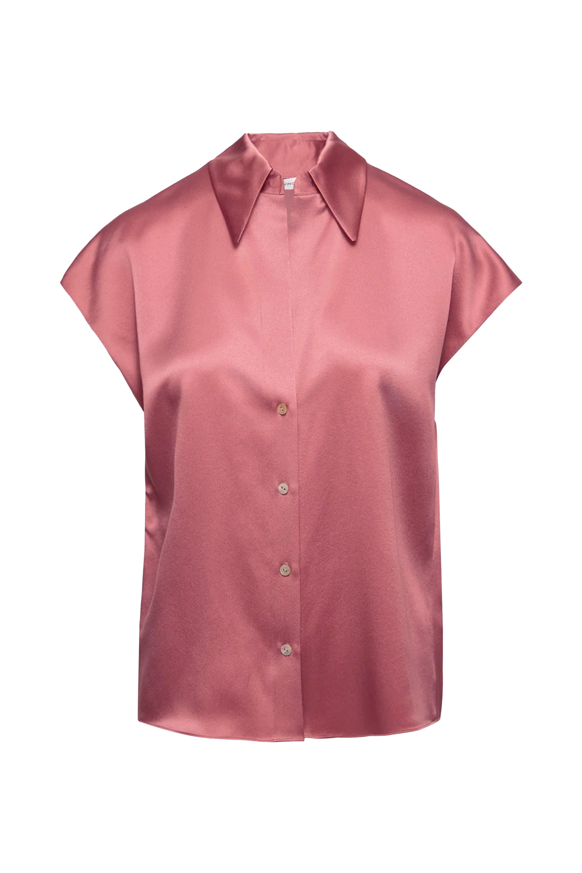 Silk Cap-Sleeve Ruched-Back Blouse