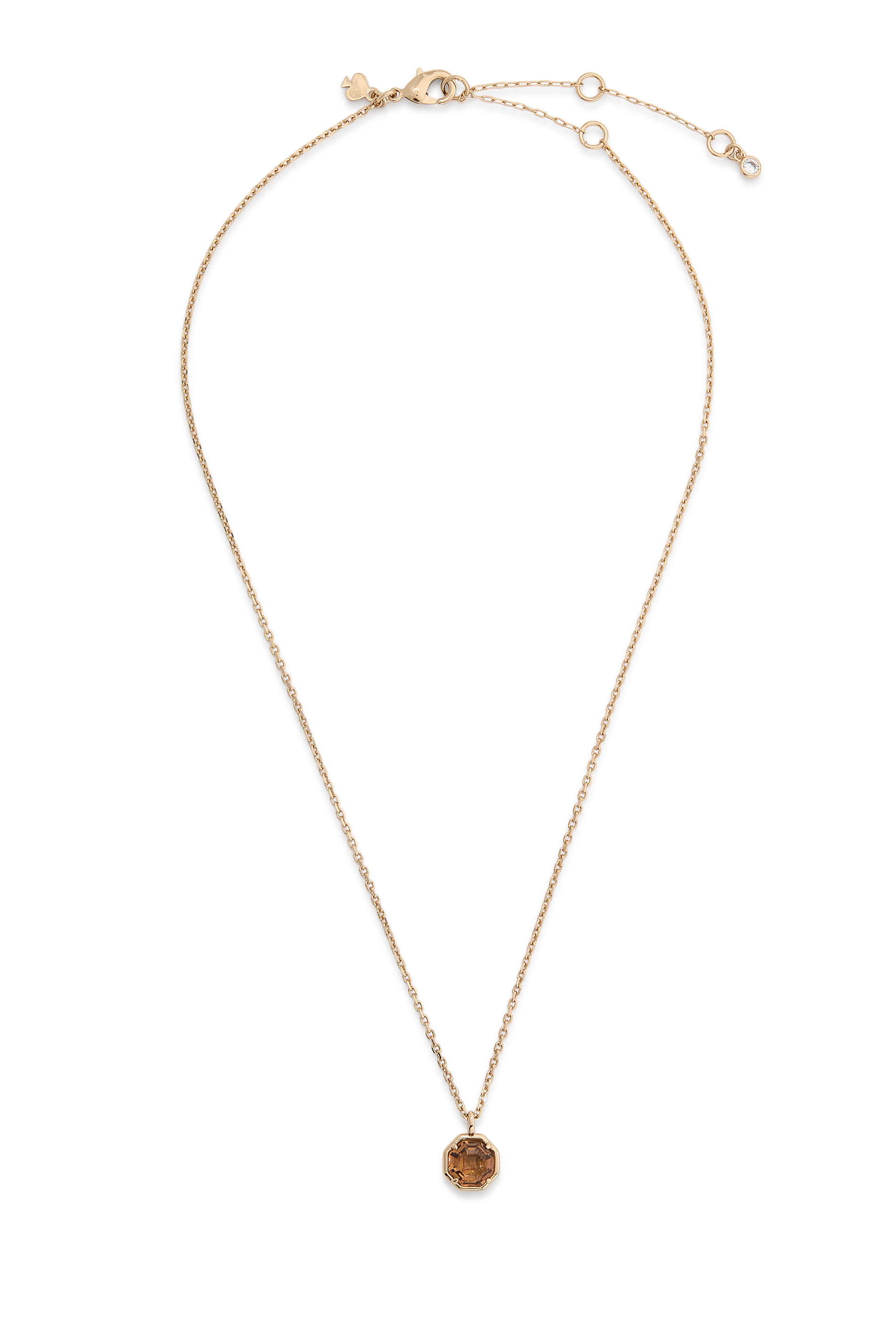 Octagon Stone Pendant Necklace, Metal & Crystal