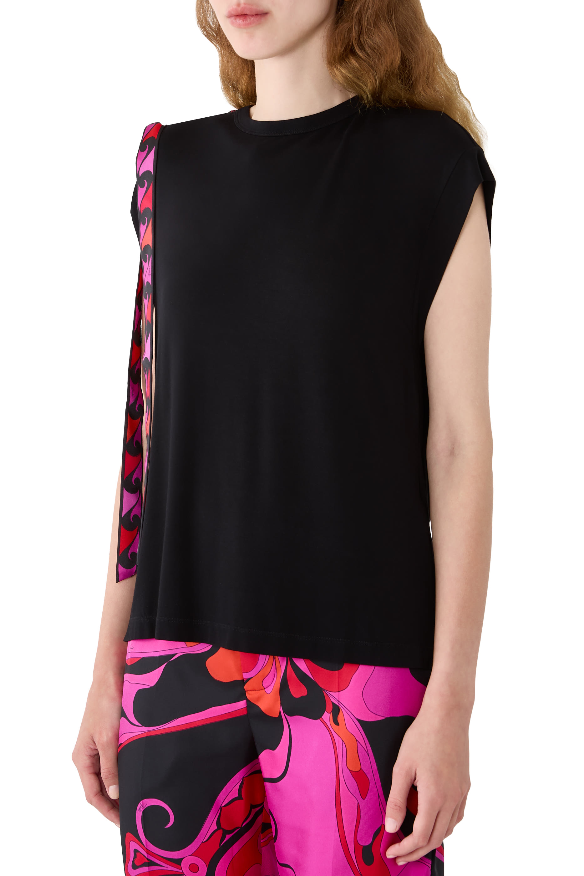  Viscose T-Shirt with Silk Ribbon