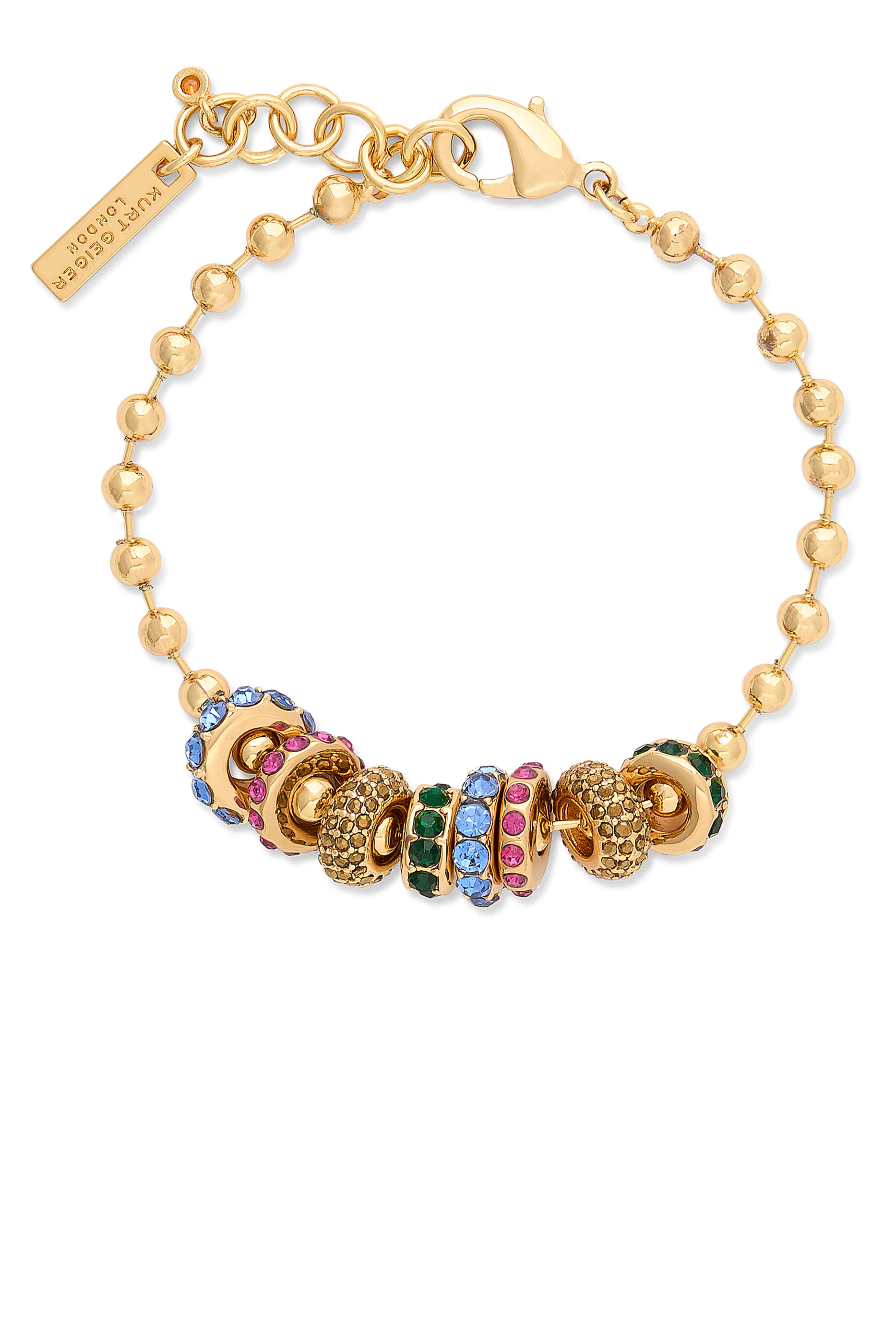 Sloane Bracelet, Brass & Gem Charms