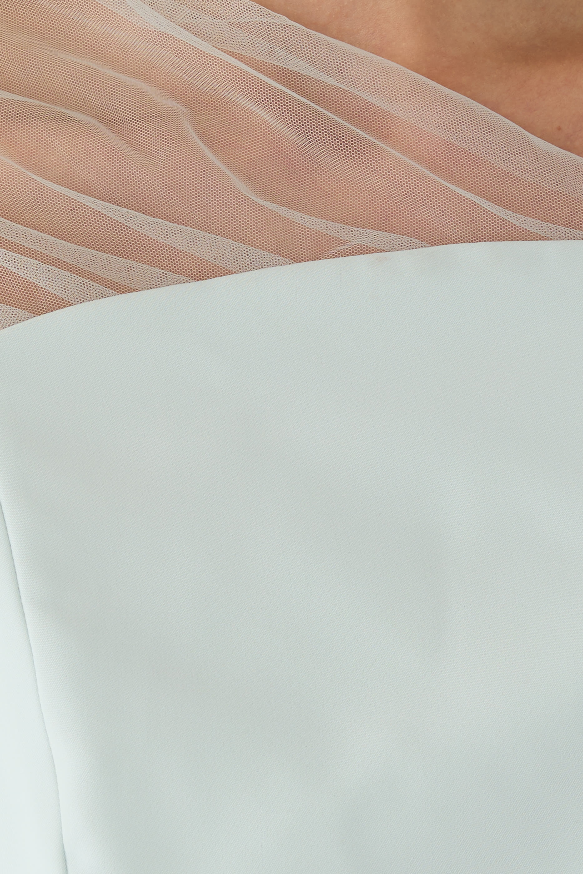 One-Shoulder Crepe Gown With Gathered Tulle