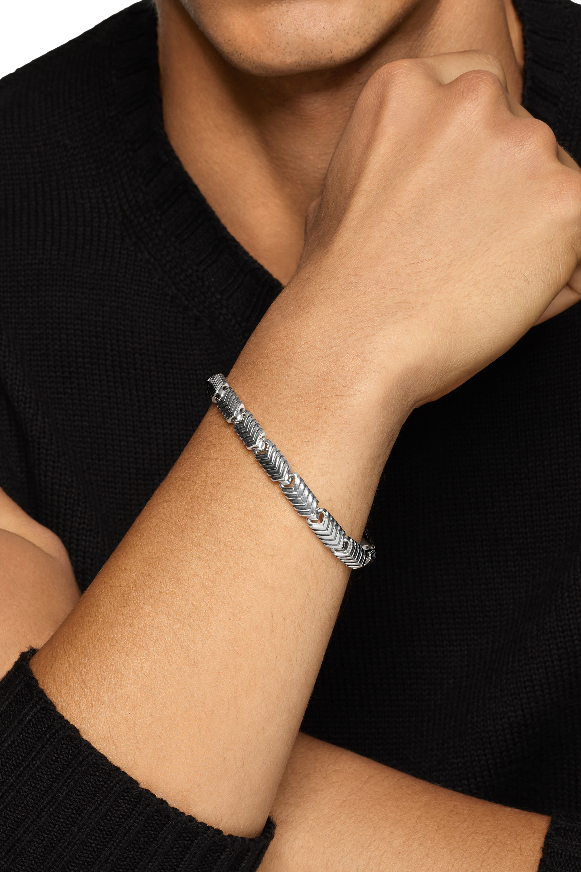  Chevron Link Bracelet, Sterling Silver