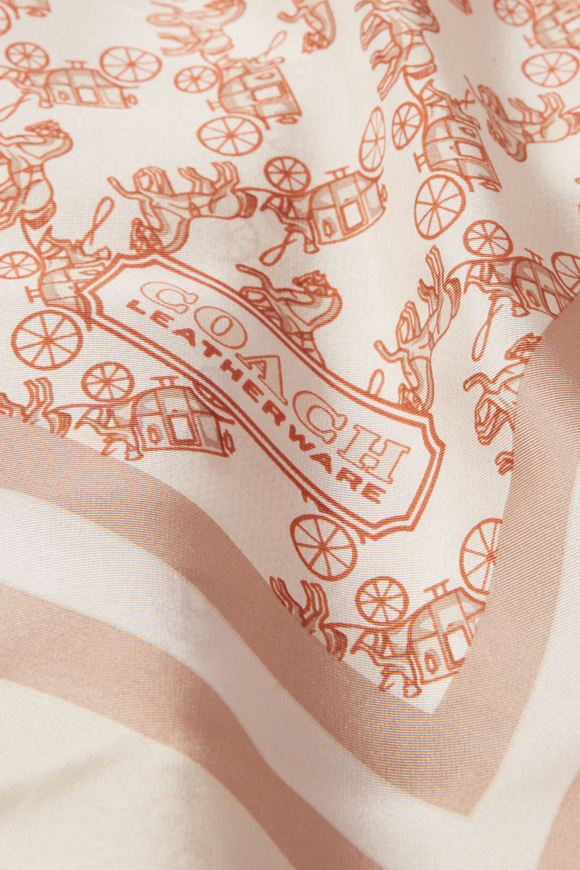 Horse and Carriage Print Silk Square Scarf
