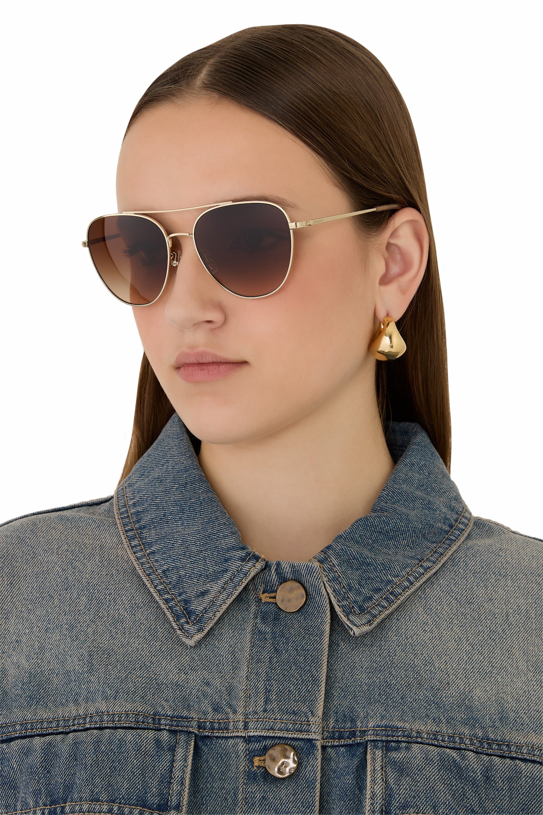 Pilot Aviator Frame C Logo Temple Sunglasses