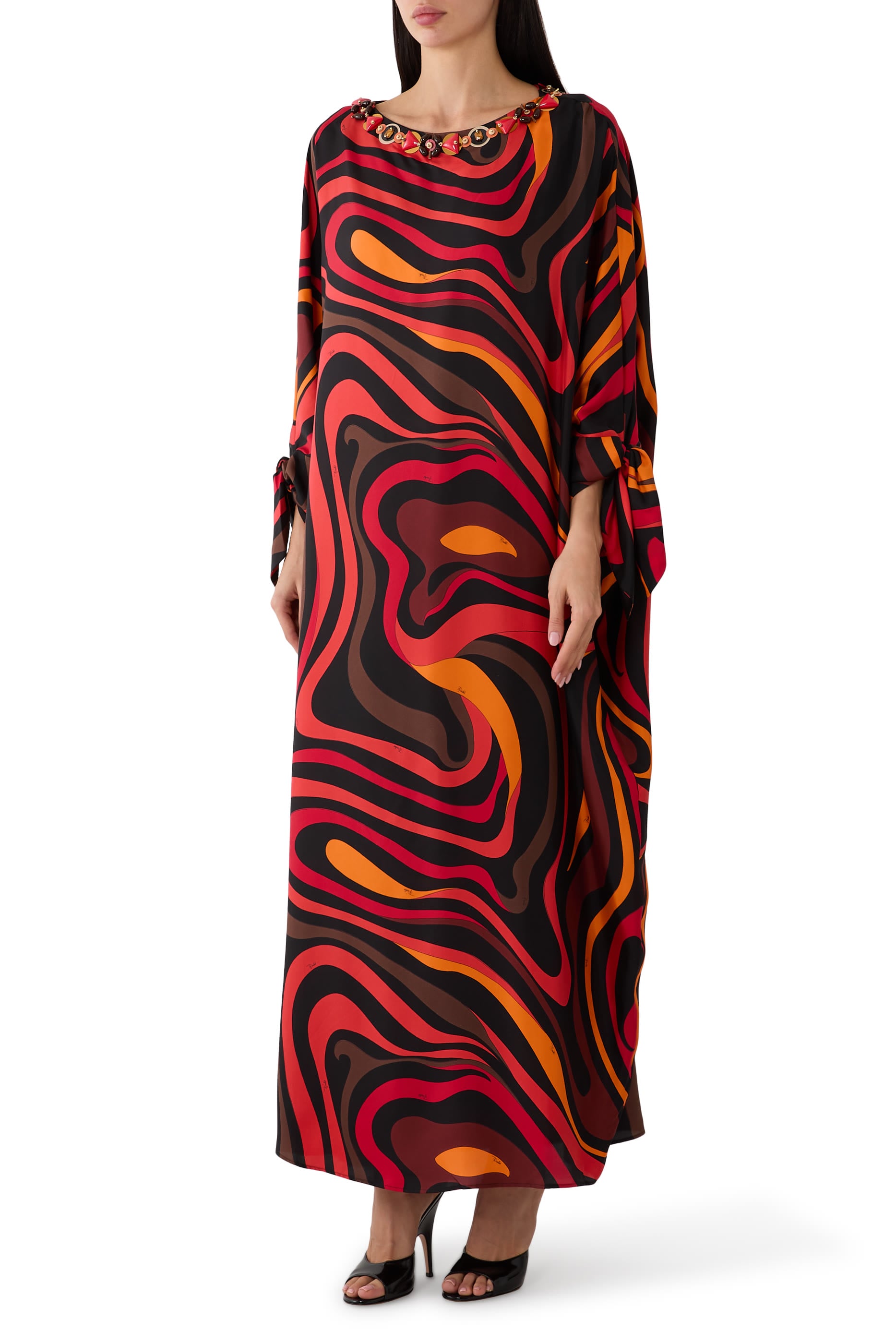 Embroidery Marmo Print Kaftan
