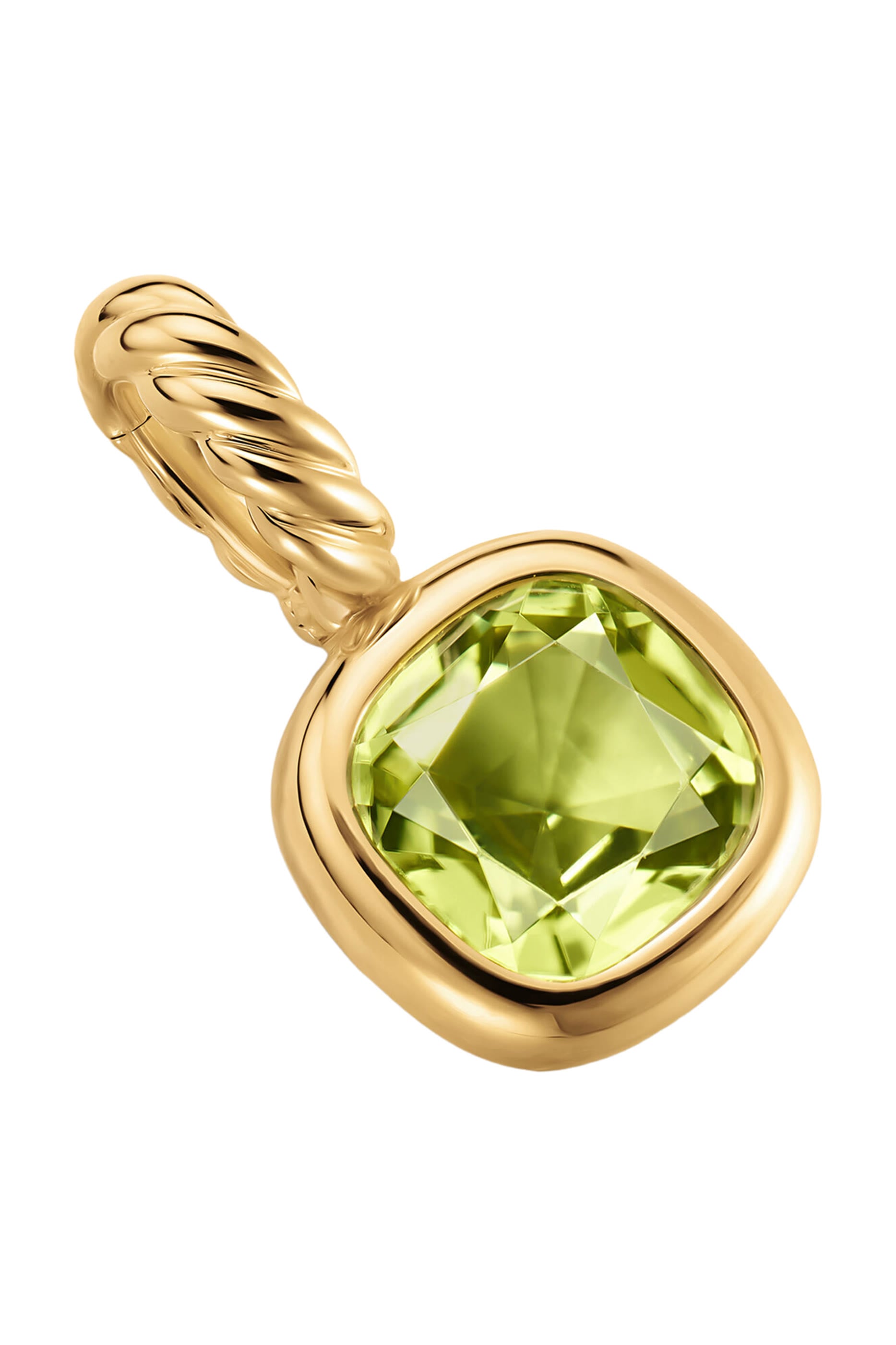 Mini Cushion Cut Amulet, 18K Yellow Gold & Peridot