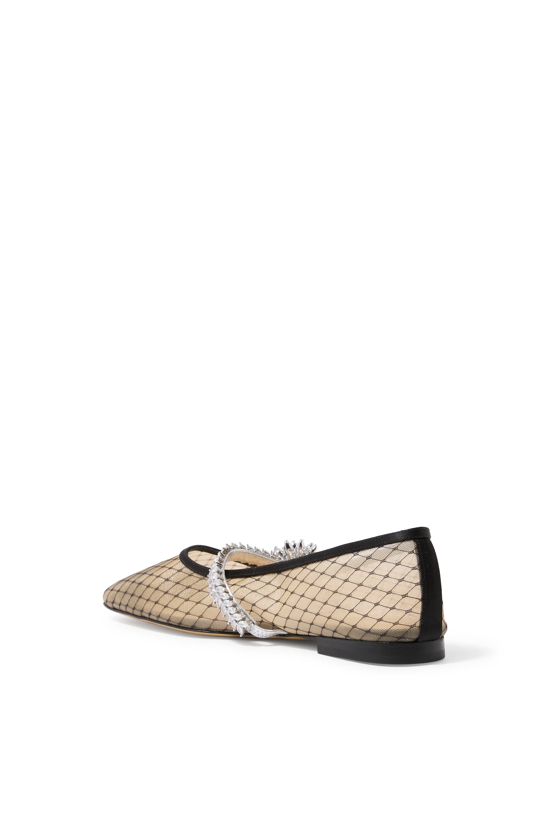 Lotus Flower Jewelled Fishnet Ballerinas