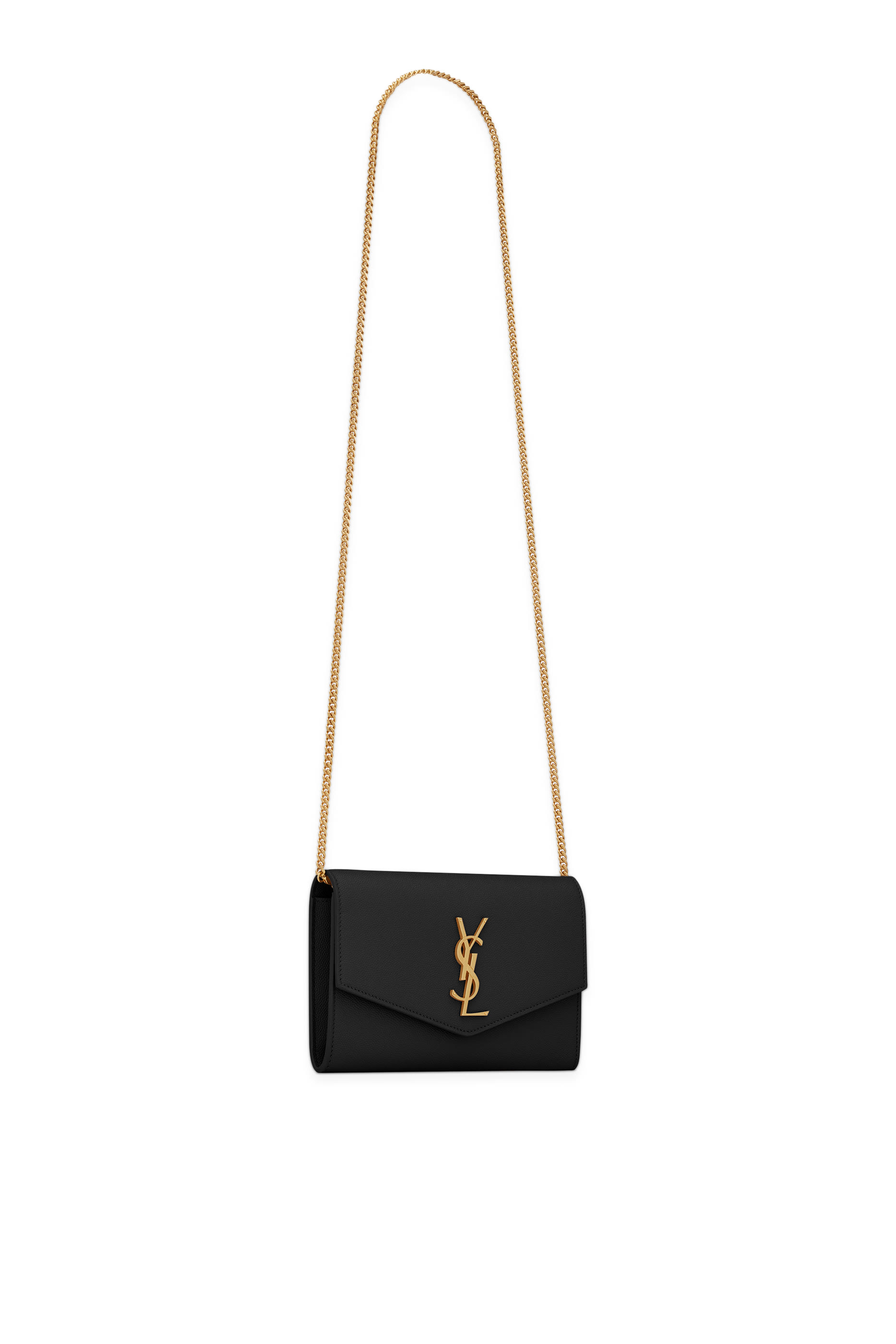 Uptown Chain Wallet In Grain De Poudre Embossed Leather 